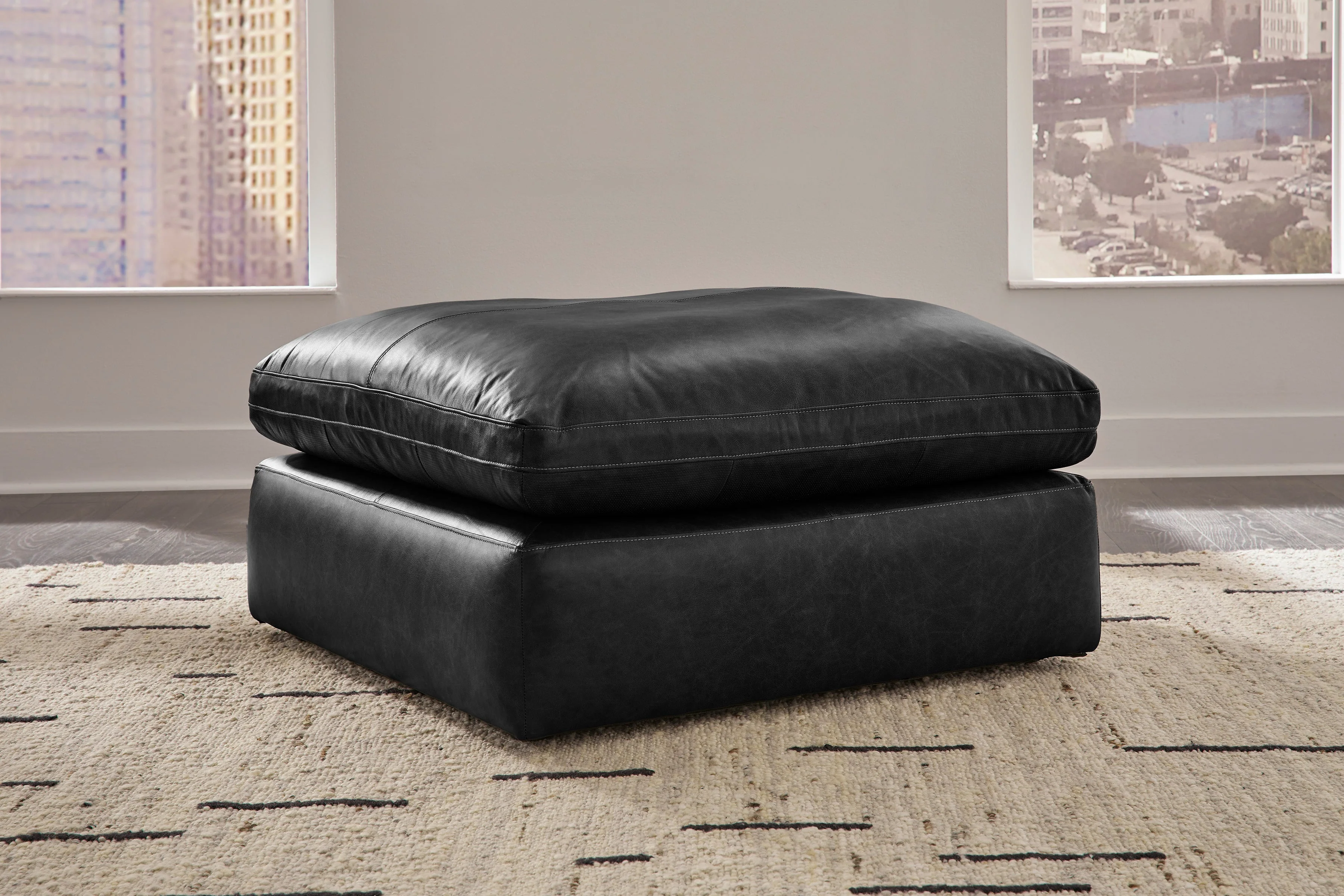 Emilia Black Leather Modular Sofa and Loveseat - Image 4