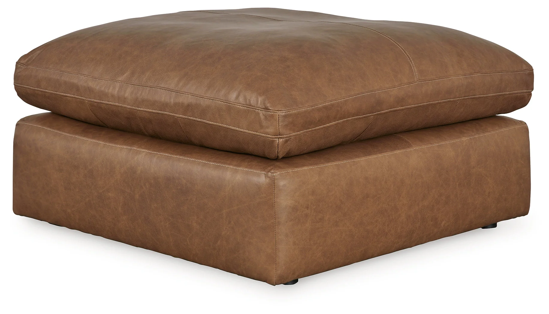Emilia Caramel 5-Piece Leather Modular Sectional and Ottoman - Image 4