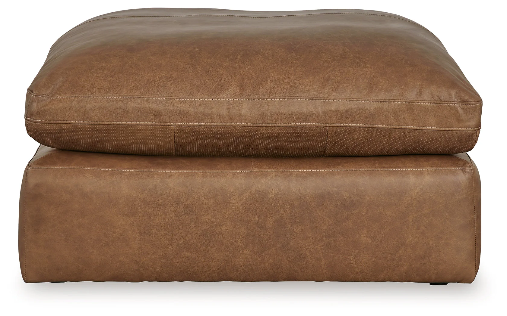 Emilia Caramel 5-Piece Leather Modular Sectional and Ottoman - Image 5