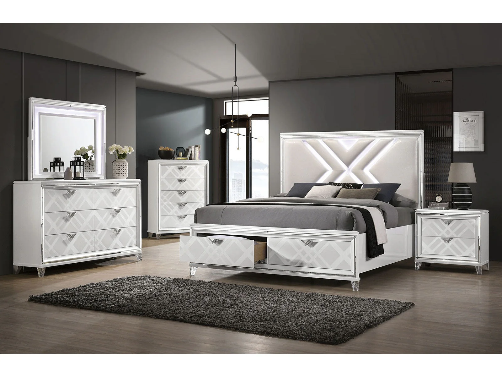 Emmeline White 4-Piece Queen Bedroom Set