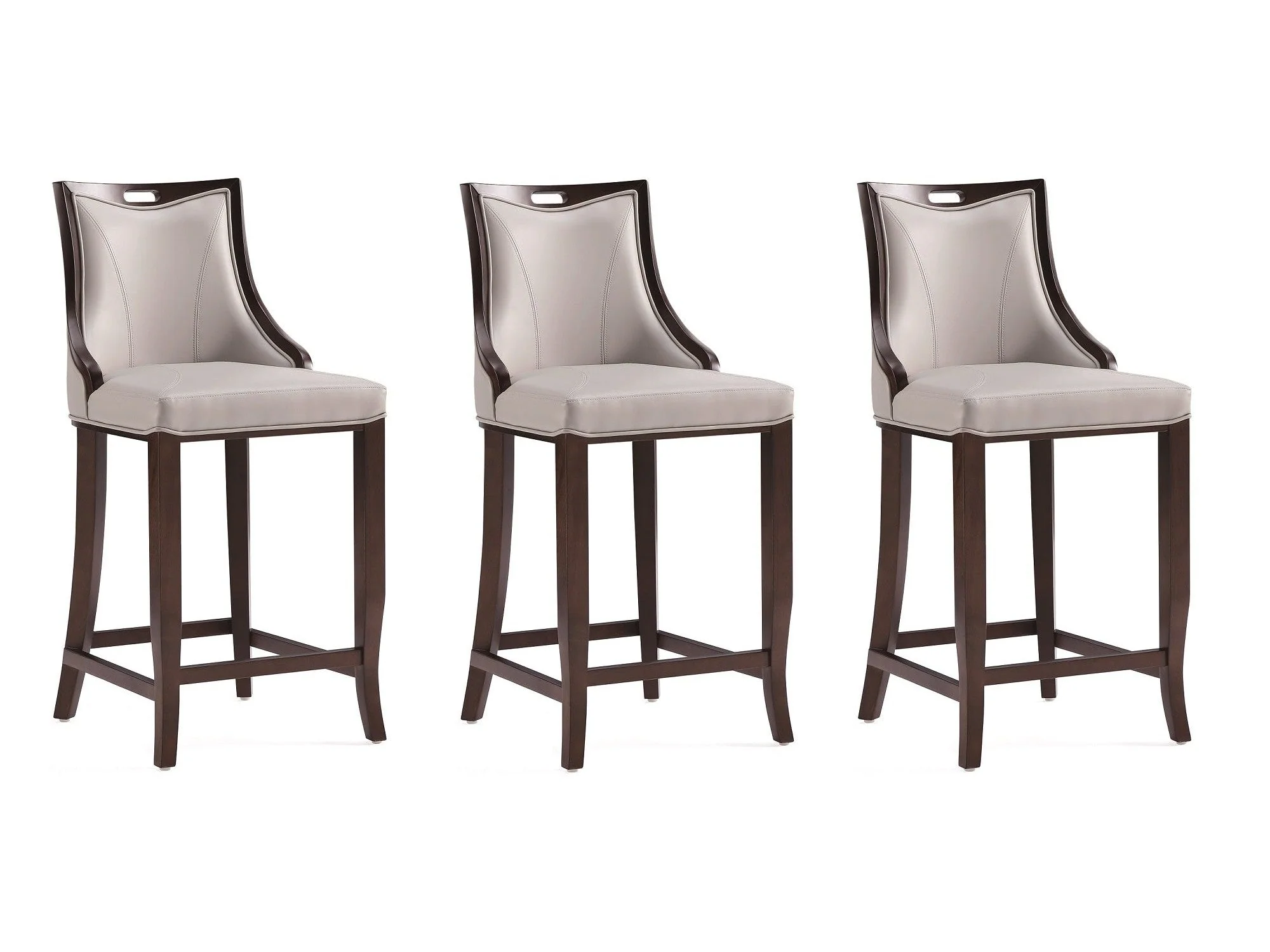Emperor Faux Leather Barstool in Light Grey (set of 3)