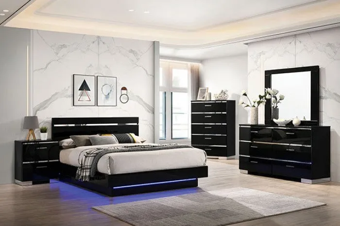 Erlach Black/Chrome 5-Piece Queen Bedroom Set