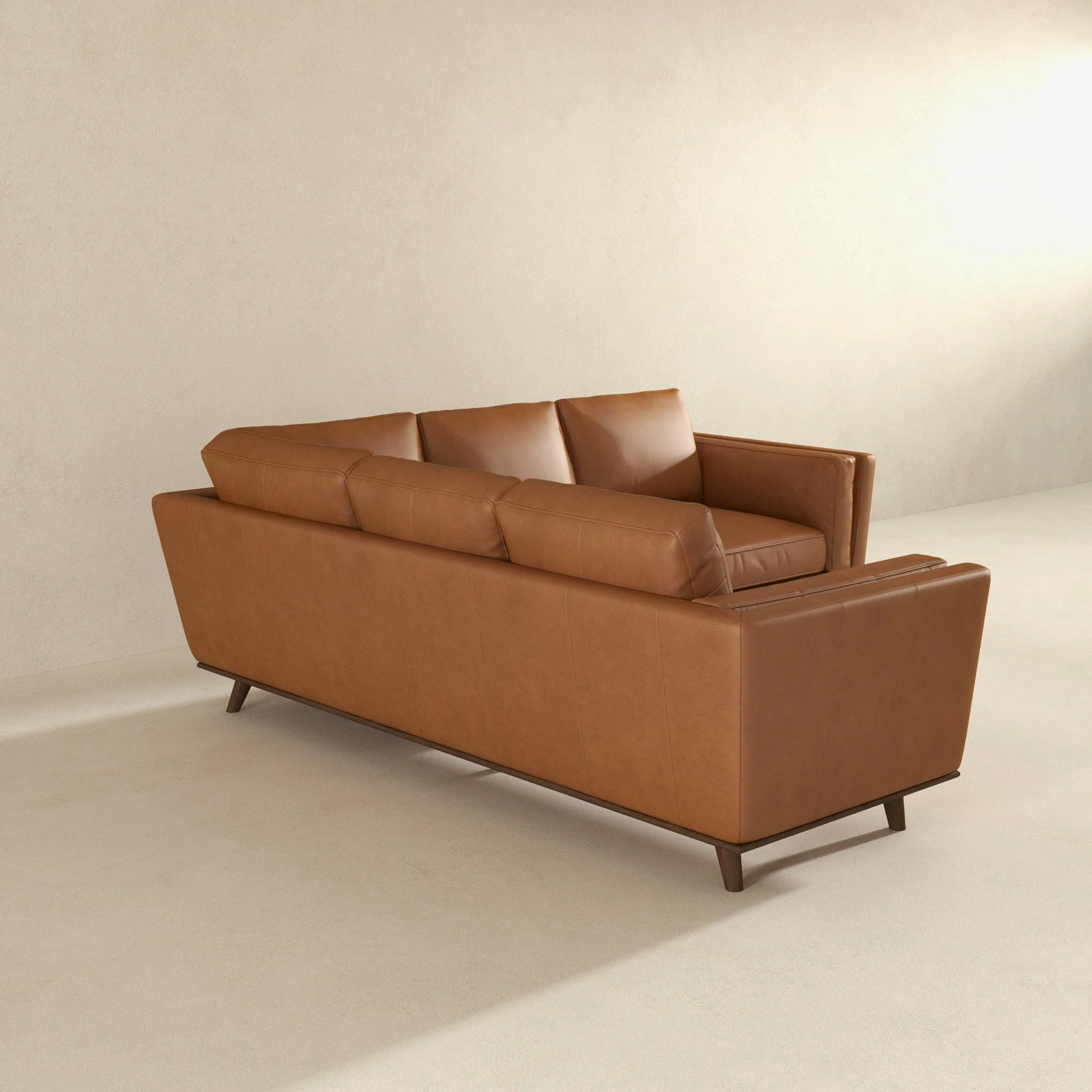 Erman Genuine Tan Leather Corner Sectional Sofa - Image 5