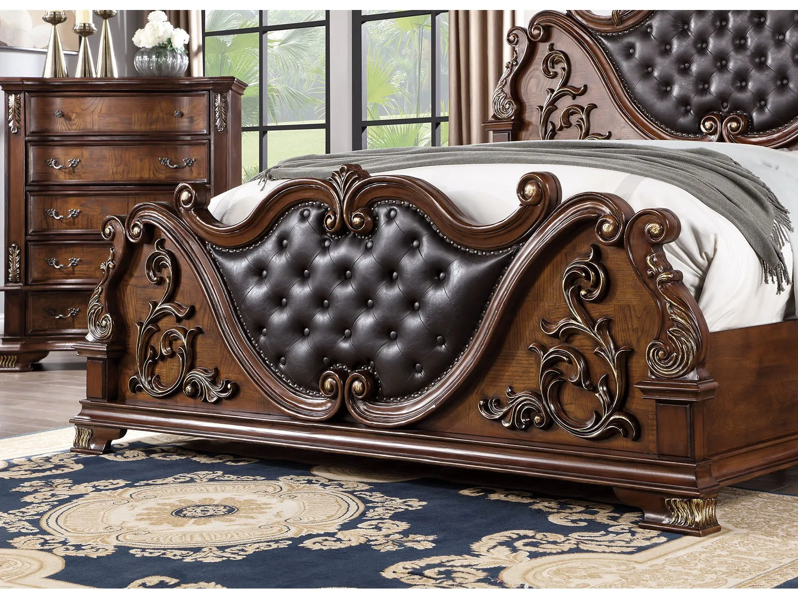 Esparanza Brown Cherry 5-Piece Queen Bedroom Set - Image 4