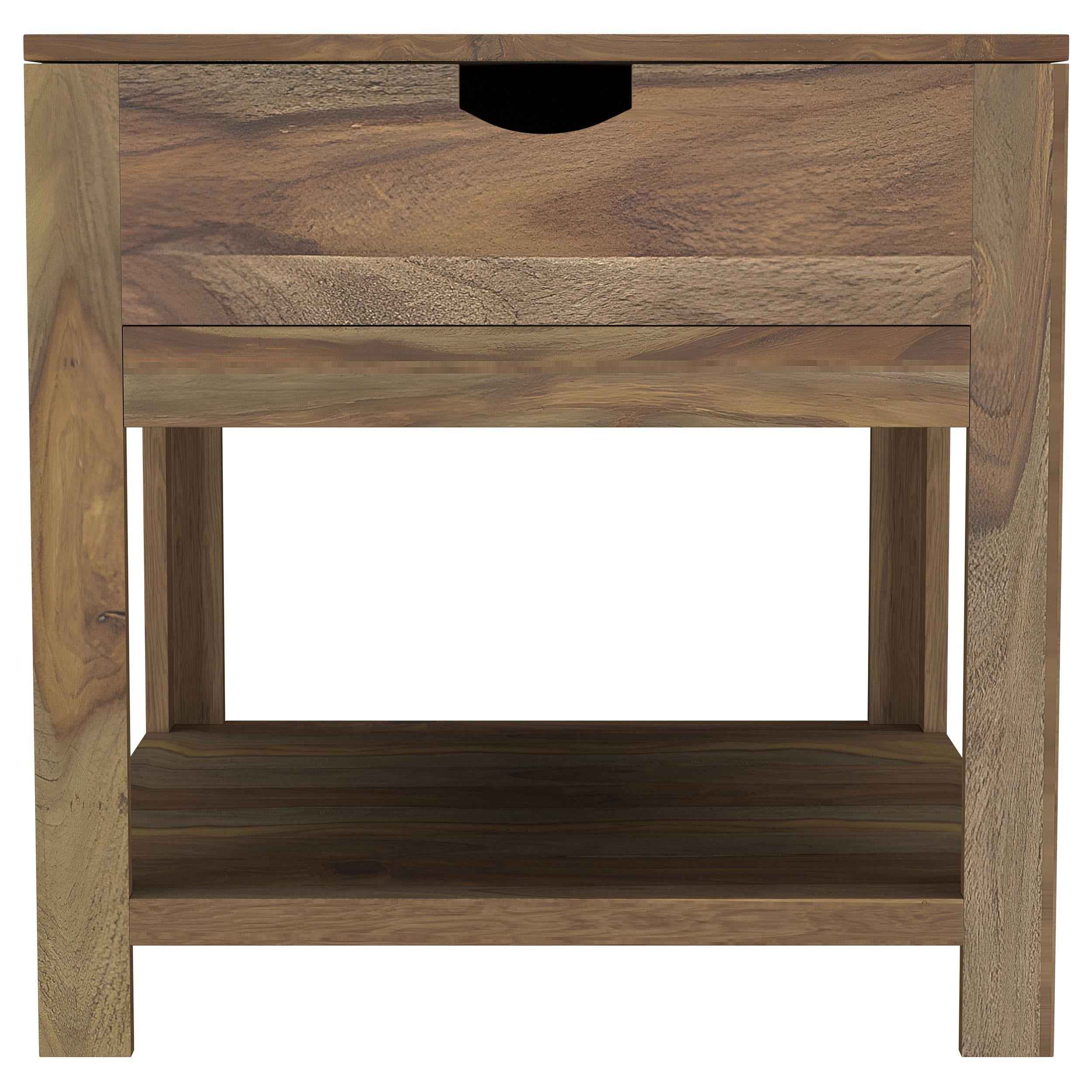 Esther Sheesham Natural 1-Drawer Solid Wood Side End Table - Image 3