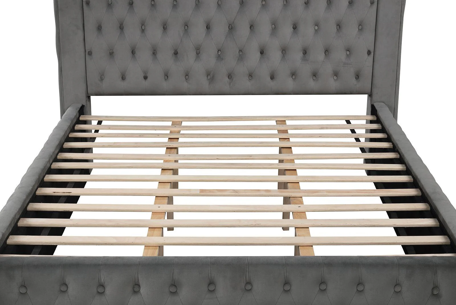 Etherea Gray Queen Upholstered Platform Poster Bed - Image 4