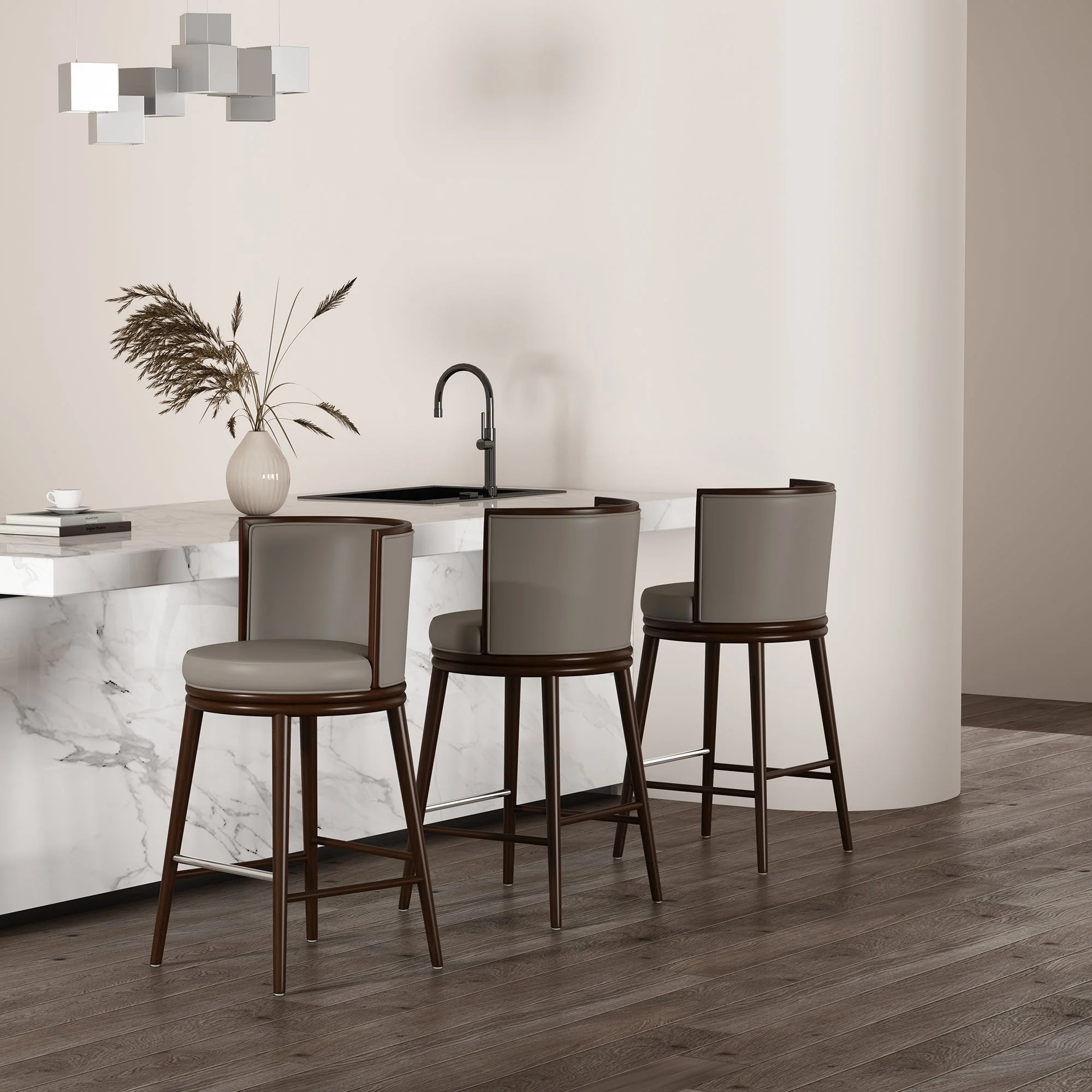 Evalyn Barstool in Taupe - Image 11