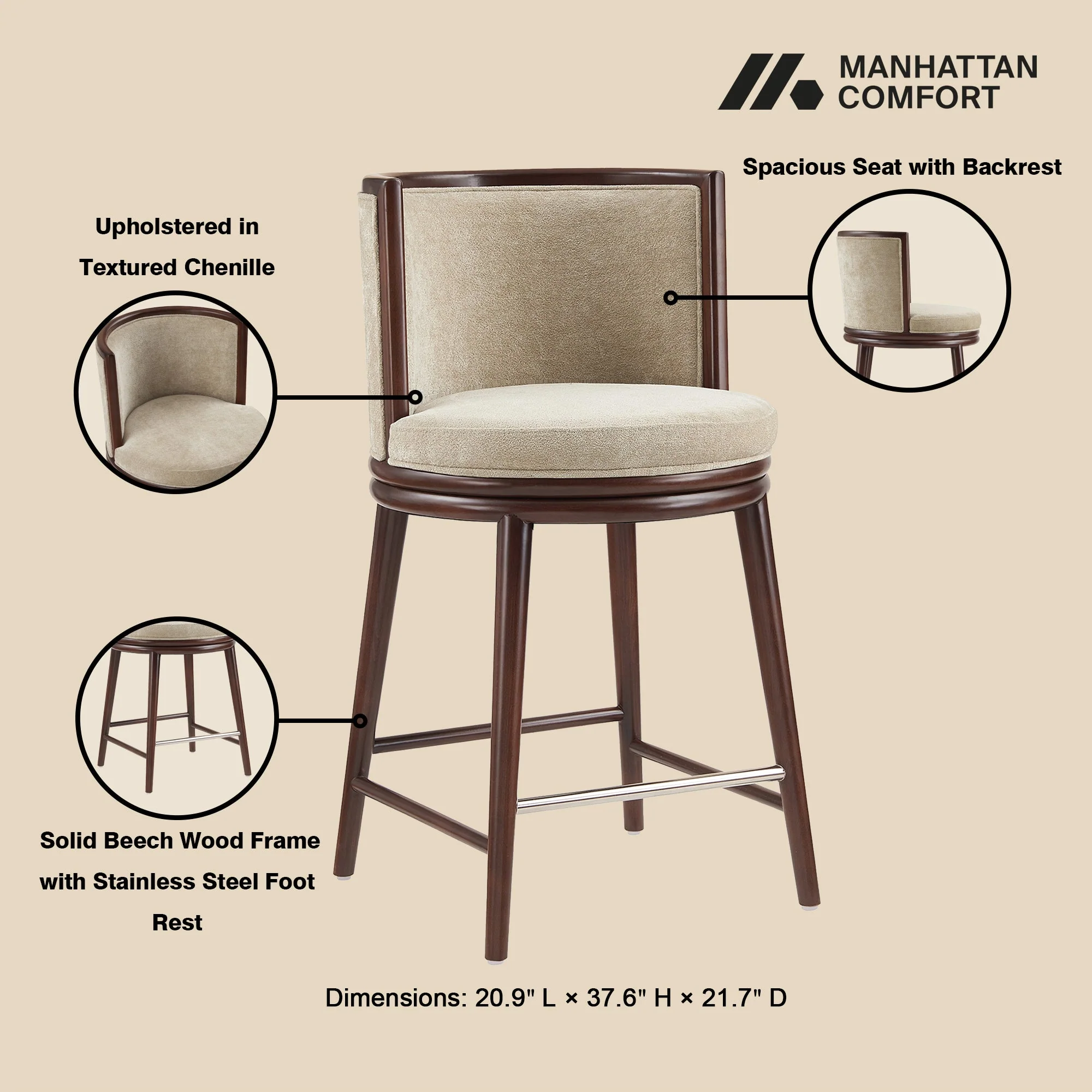 Evalyn Counter Stool in Natural (set of 2) - Image 4