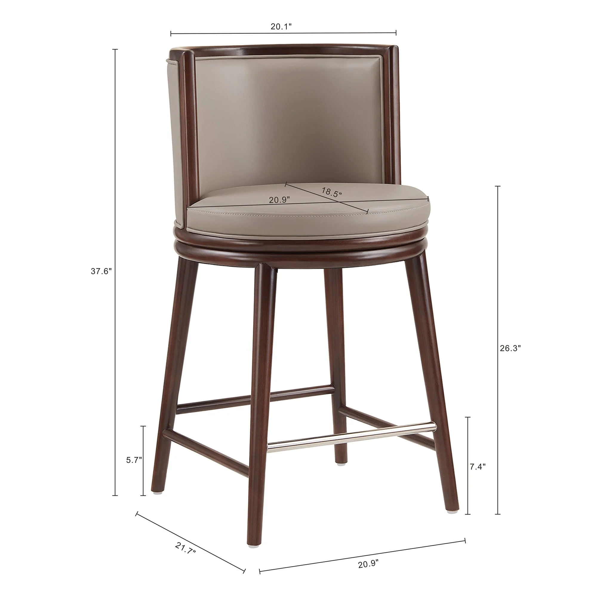 Evalyn Counter Stool in Taupe (set of 2) - Image 3