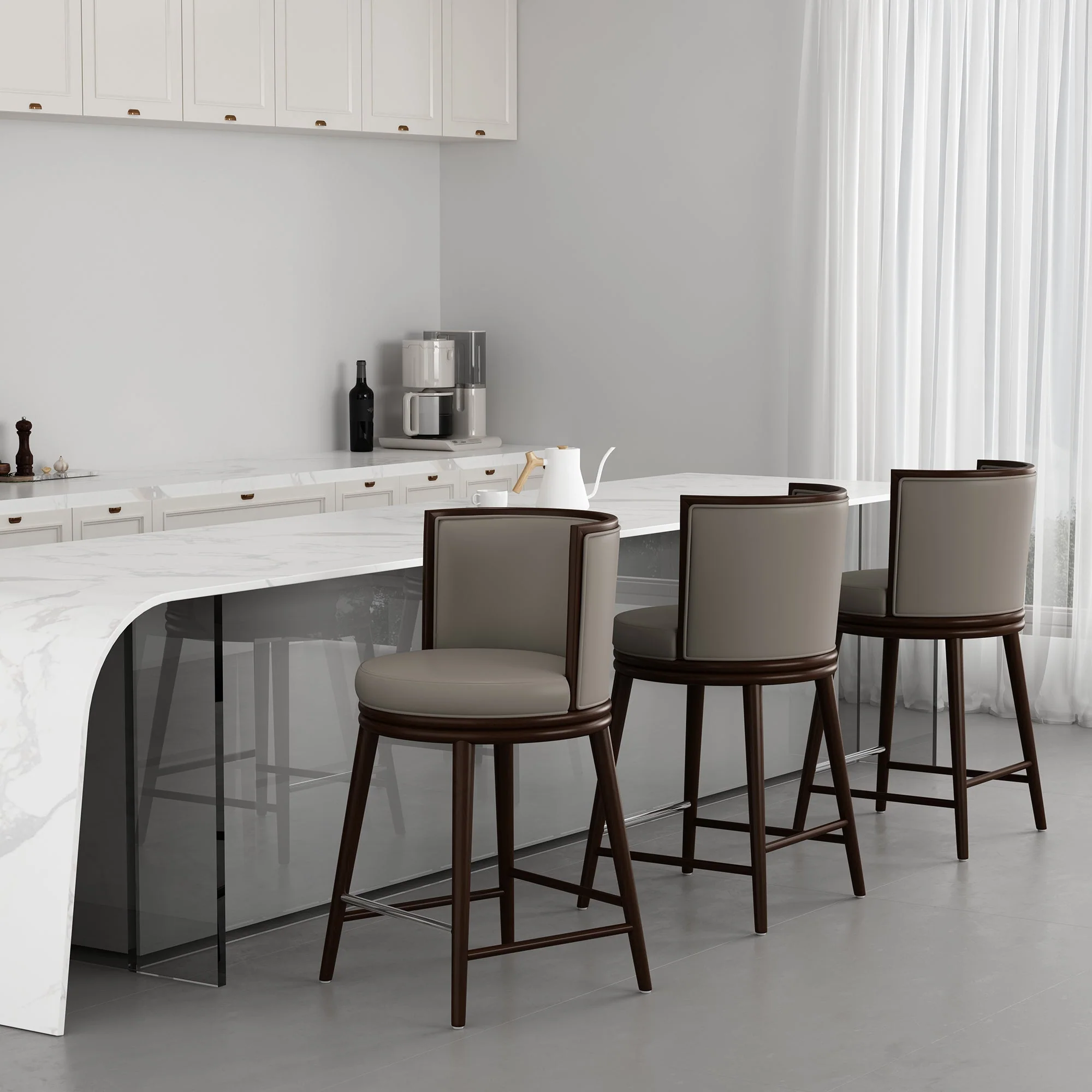 Evalyn Counter Stool in Taupe (set of 3) - Image 2