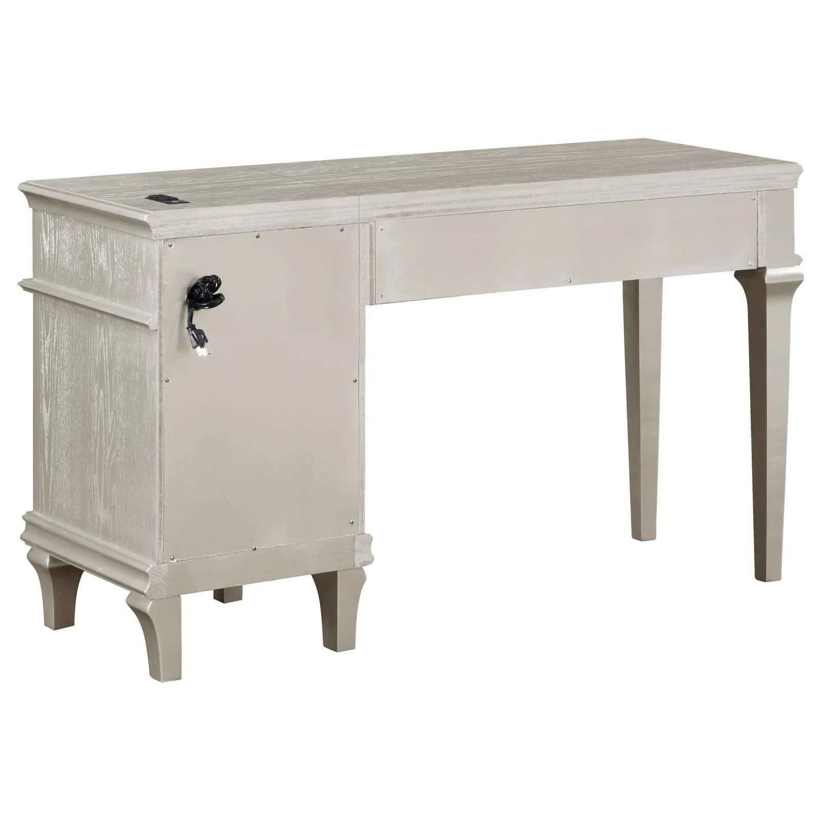 Evangeline Silver and Ivory 4-drawer Vanity Table with Faux Diamond Trim - Image 3