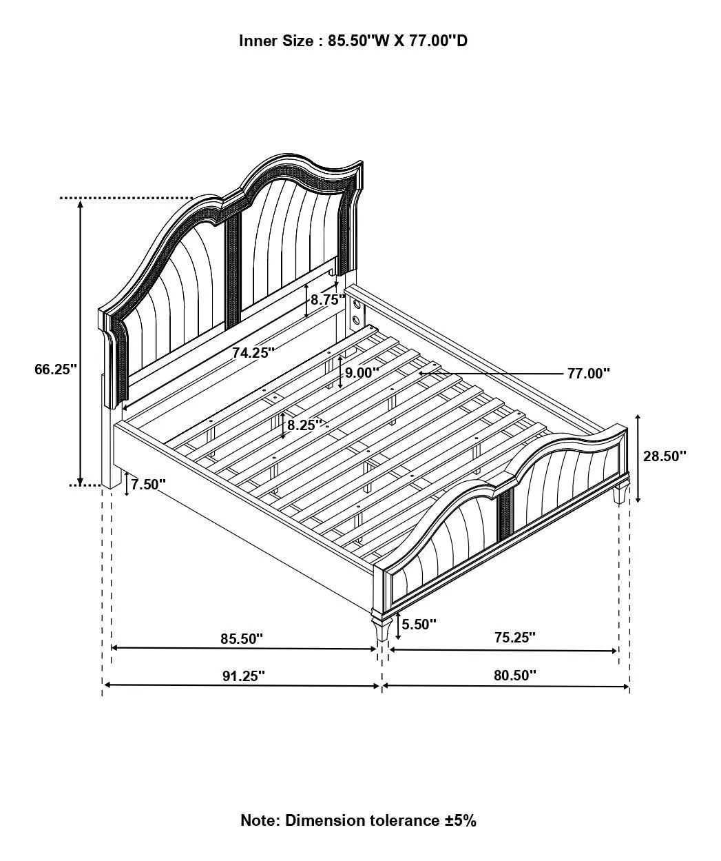 Evangeline Tufted Upholstered Platform California King Bed Ivory/Silver Oak - Image 9
