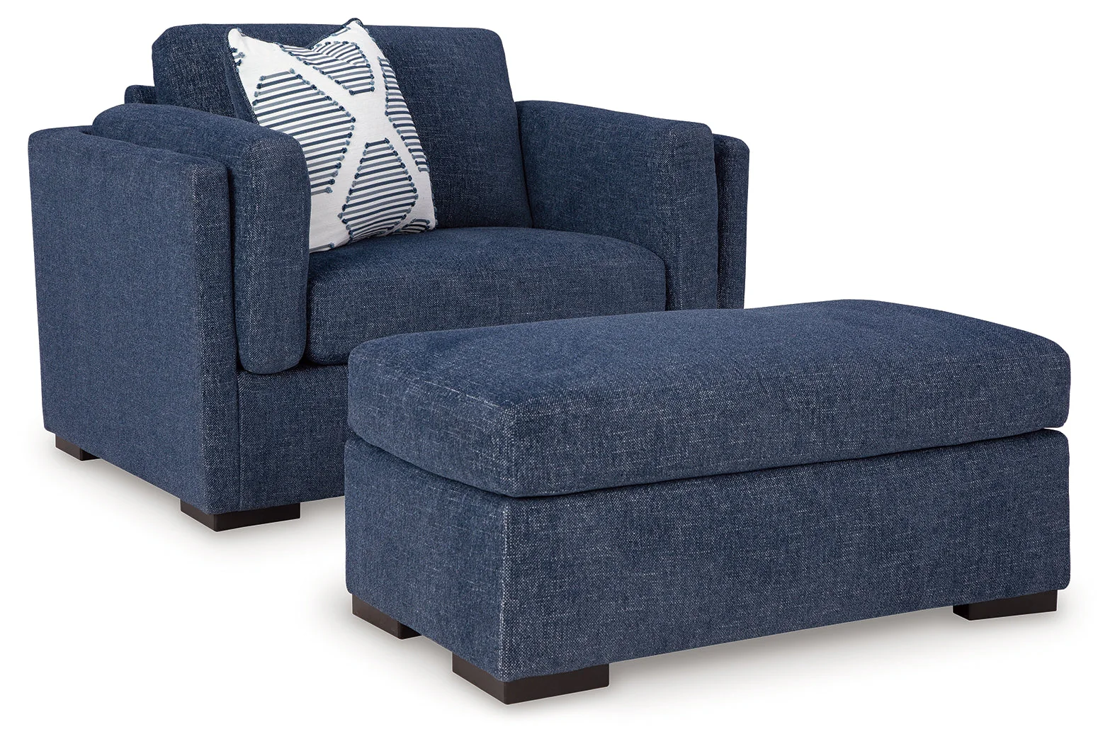 Evansley Chair and Ottoman in Navy - Image 4