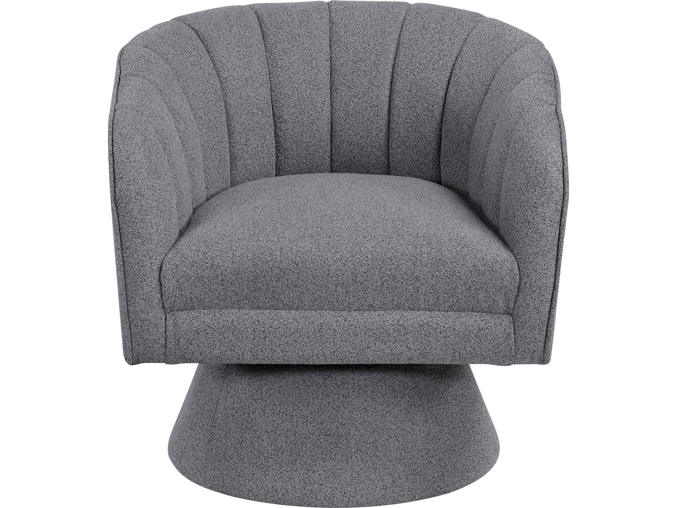 Eve Dark Gray Boucle Swivel Chair