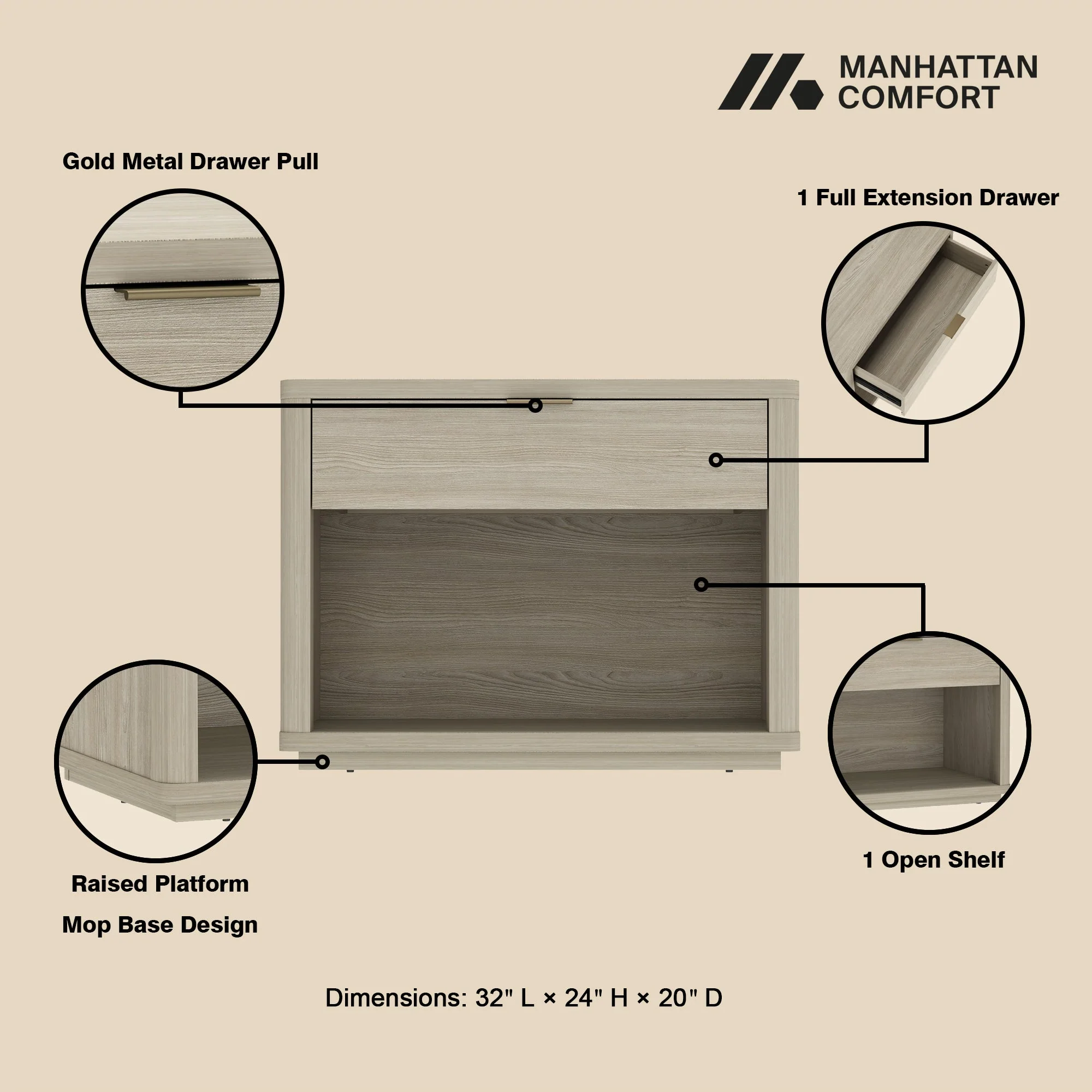 Evelyn 32" Nightstand 2.0 in Natural - Image 4