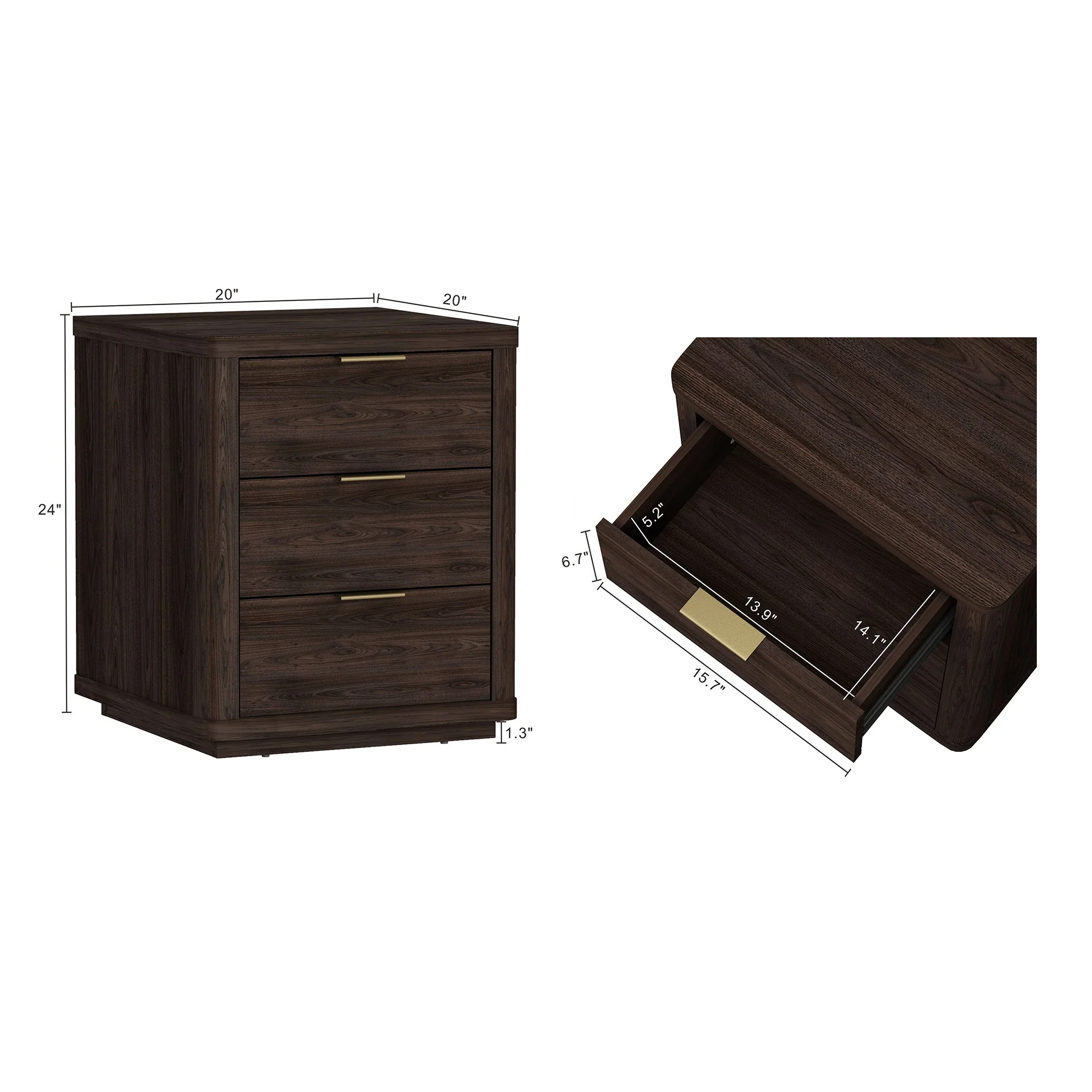 Evelyn Nightstand in Brown (set of 2) - Image 3