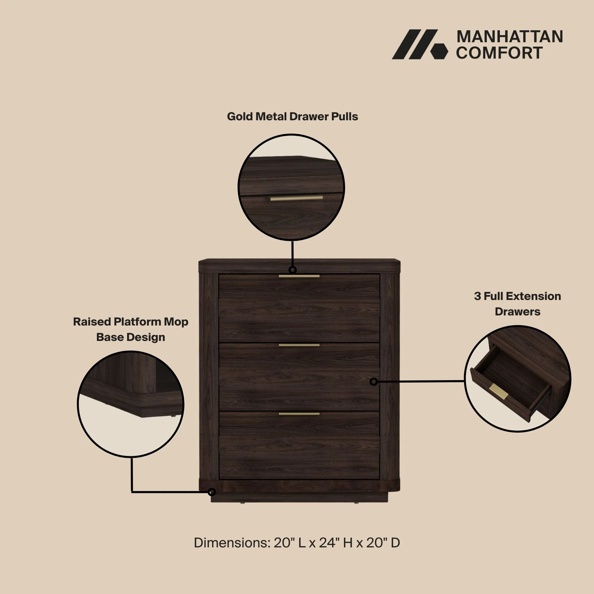 Evelyn Nightstand in Brown (set of 2) - Image 4