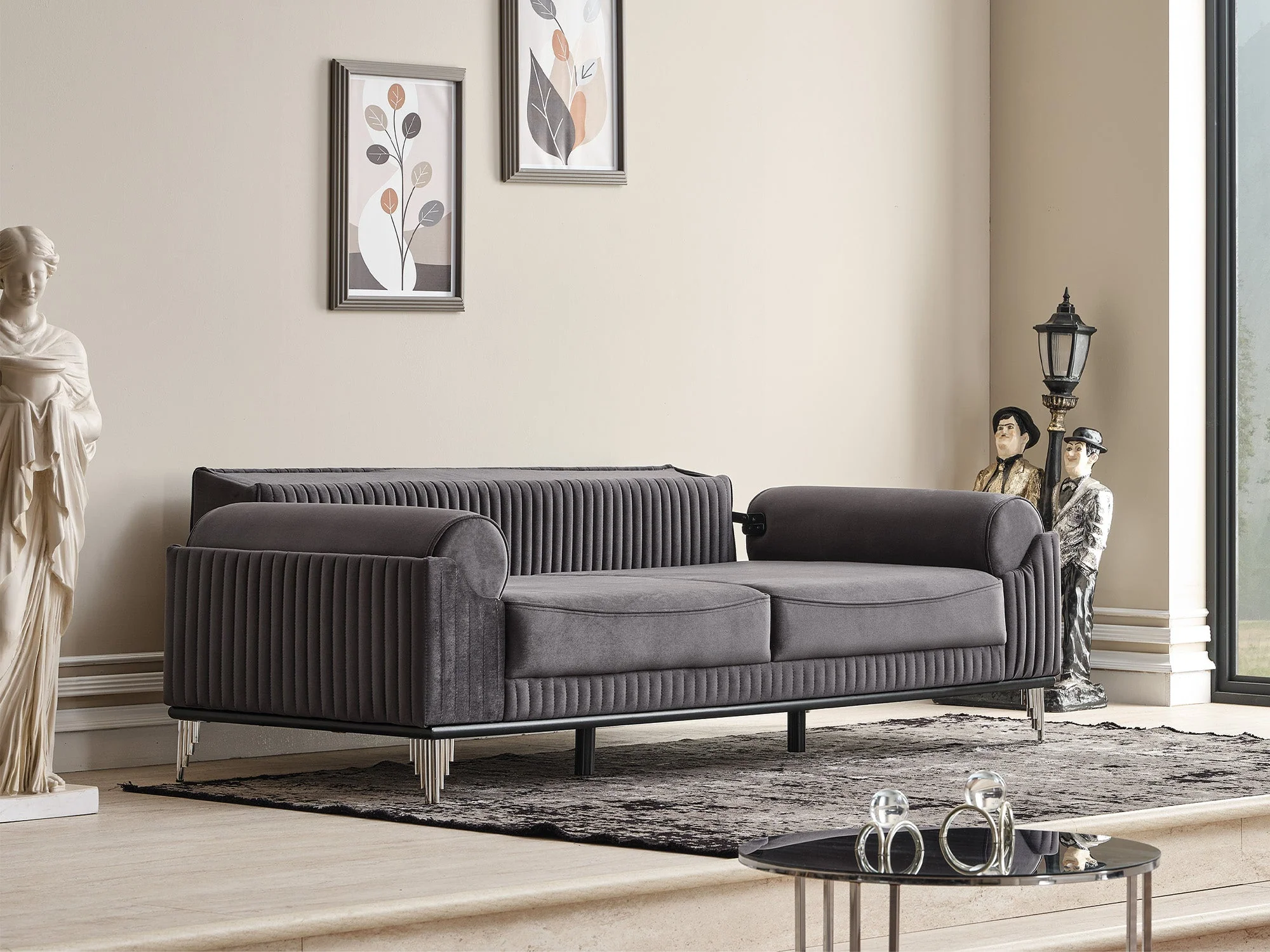Everest Grey 3-pieces (Sofa & Loveseat & Chair) Living Room Set - Image 5