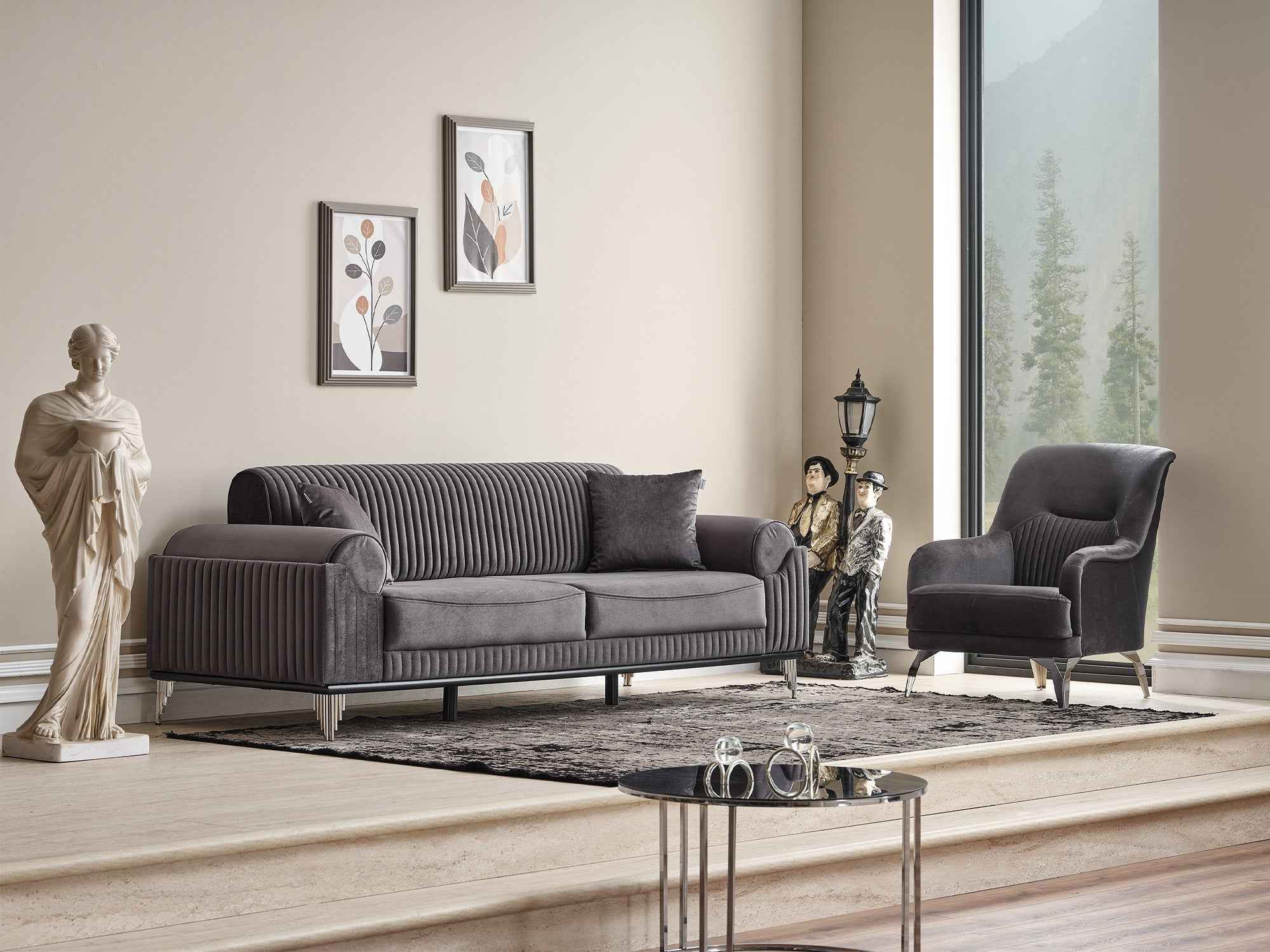 Everest Grey Convertible Sofa - Image 3