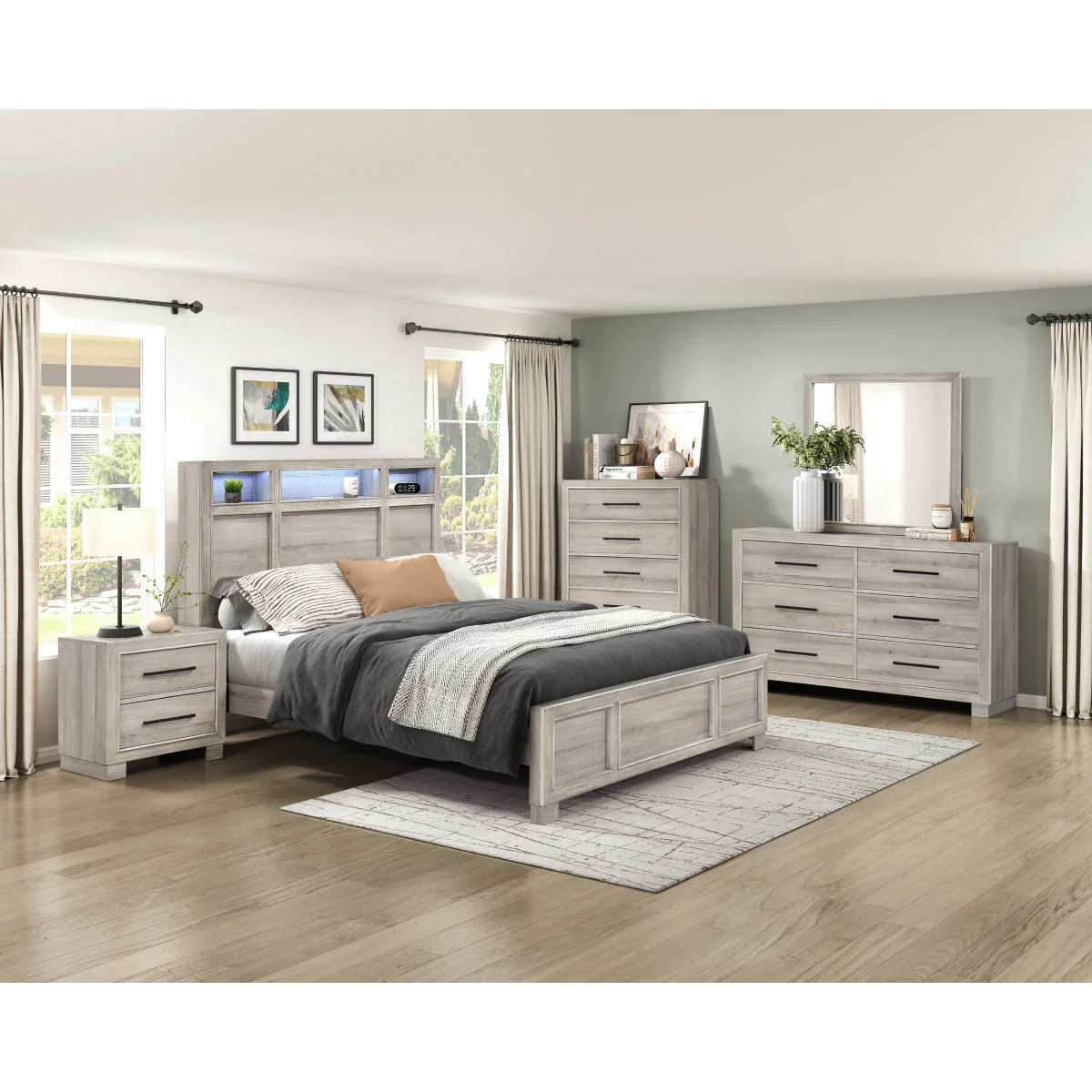 Everett Gray Queen Panel Bed - Image 3