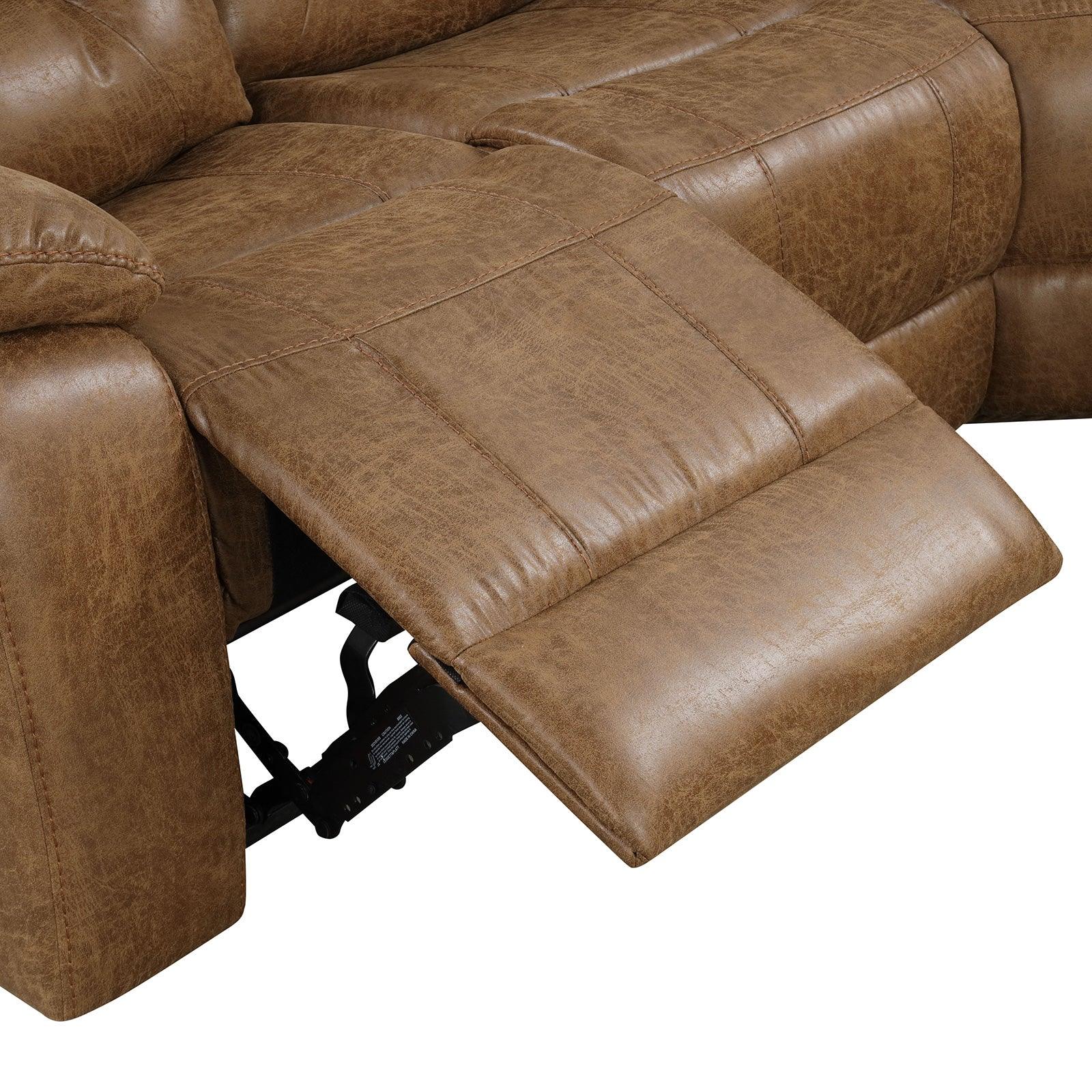Ezekius Brown Manual Reclining Sectional - Image 6