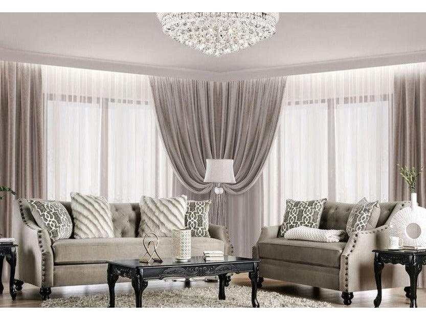 Ezrin Light Brown Stationary Sofa & Loveseat