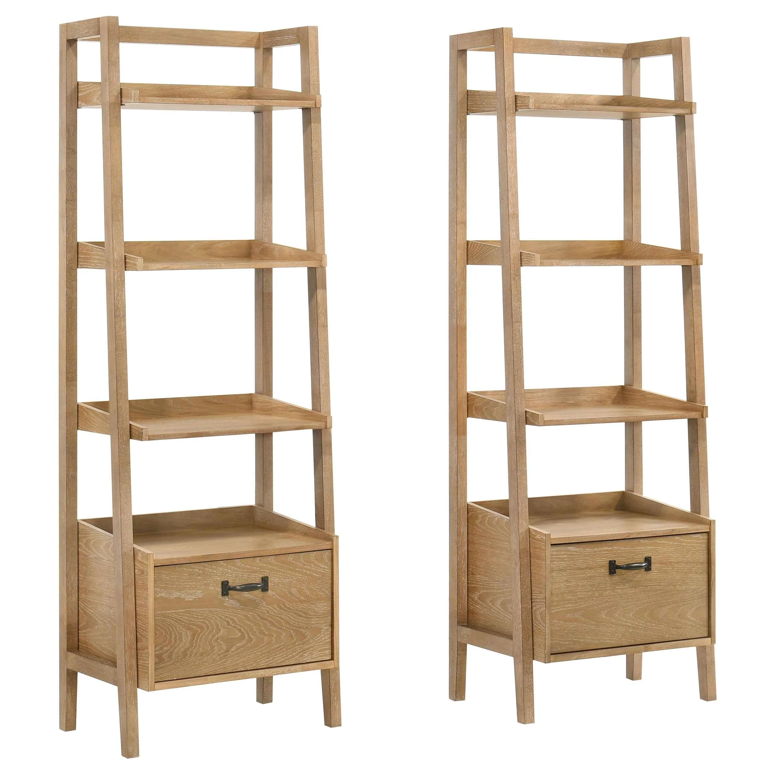 Fabian Distressed Light Brown 2-piece 3-shelf Bookshelf with Drawer