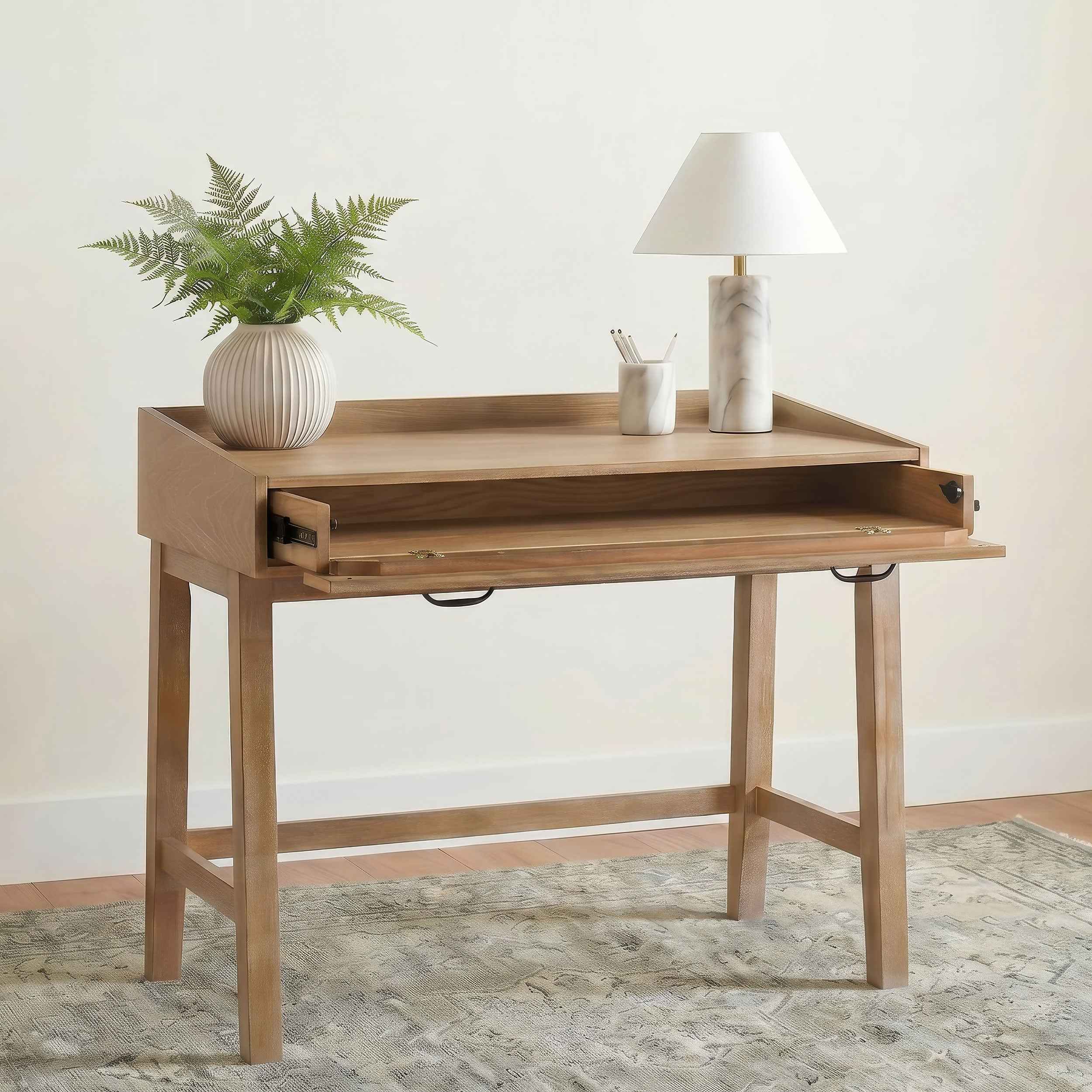 Fabian Distressed Light Brown 38-inch Computer Desk with Keyboard Drawer