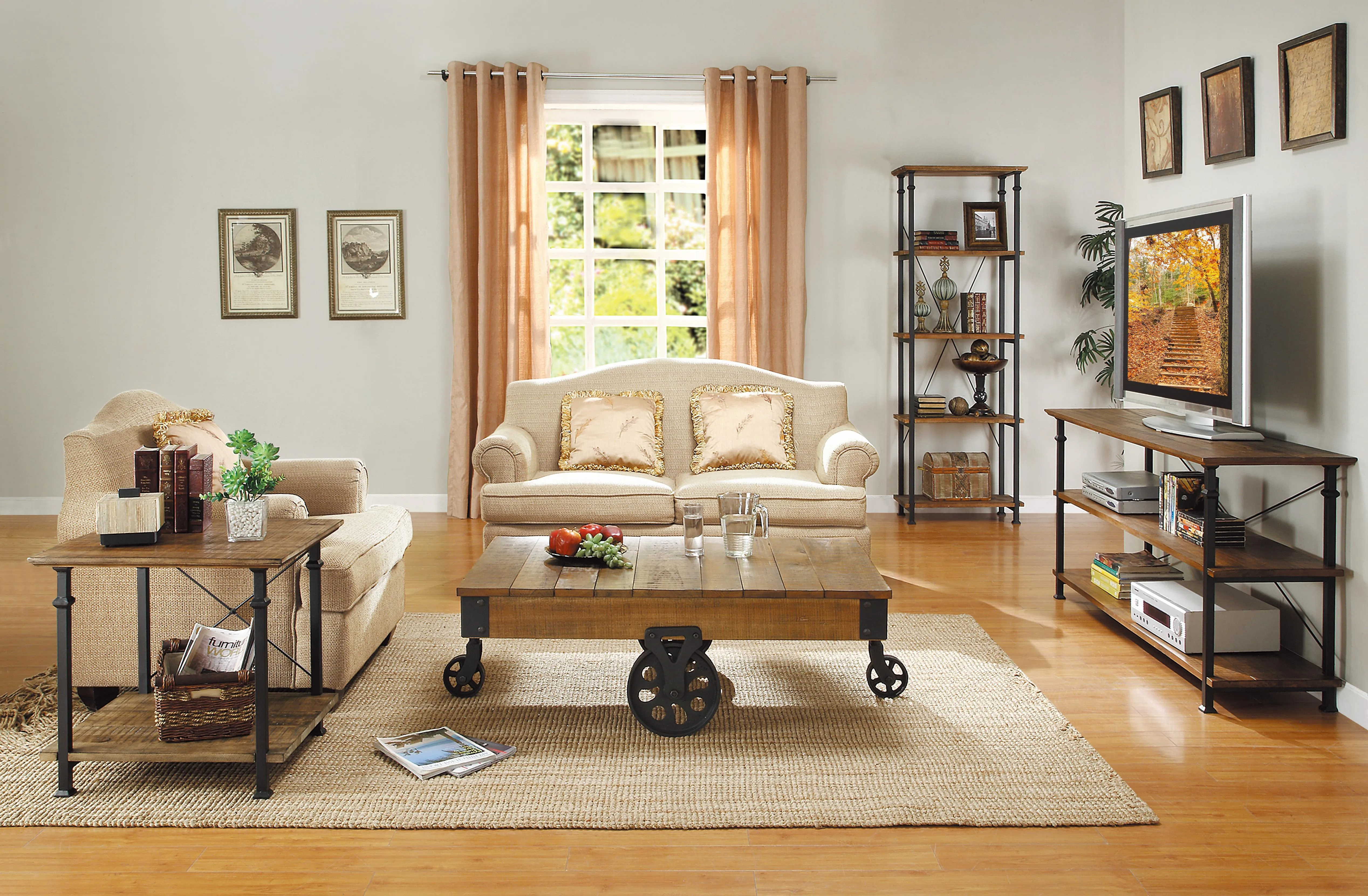 Factory Rustic Poplar End Table - Image 3