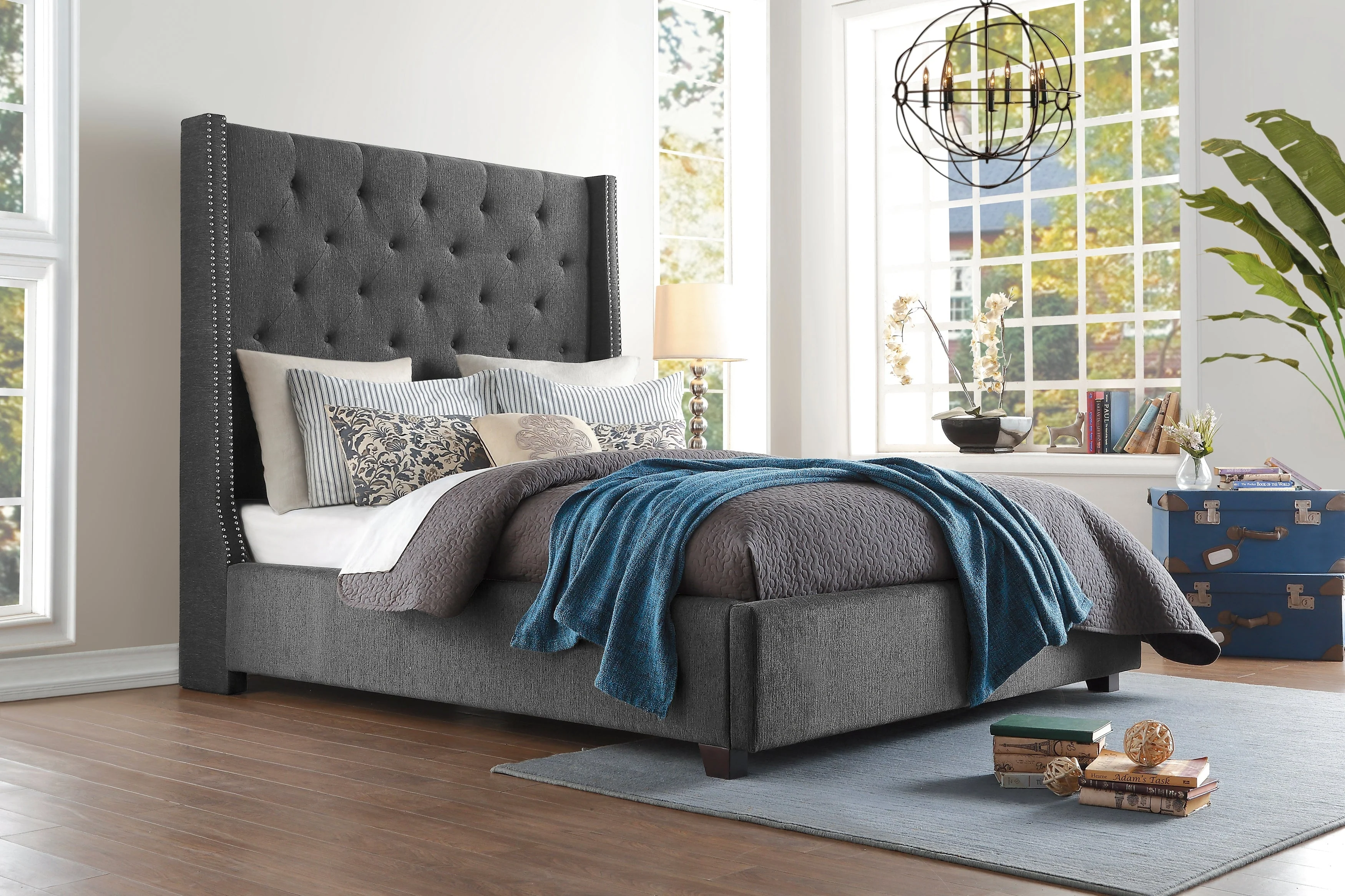 Fairborn Gray California King Upholstered Platform Bed - Image 6