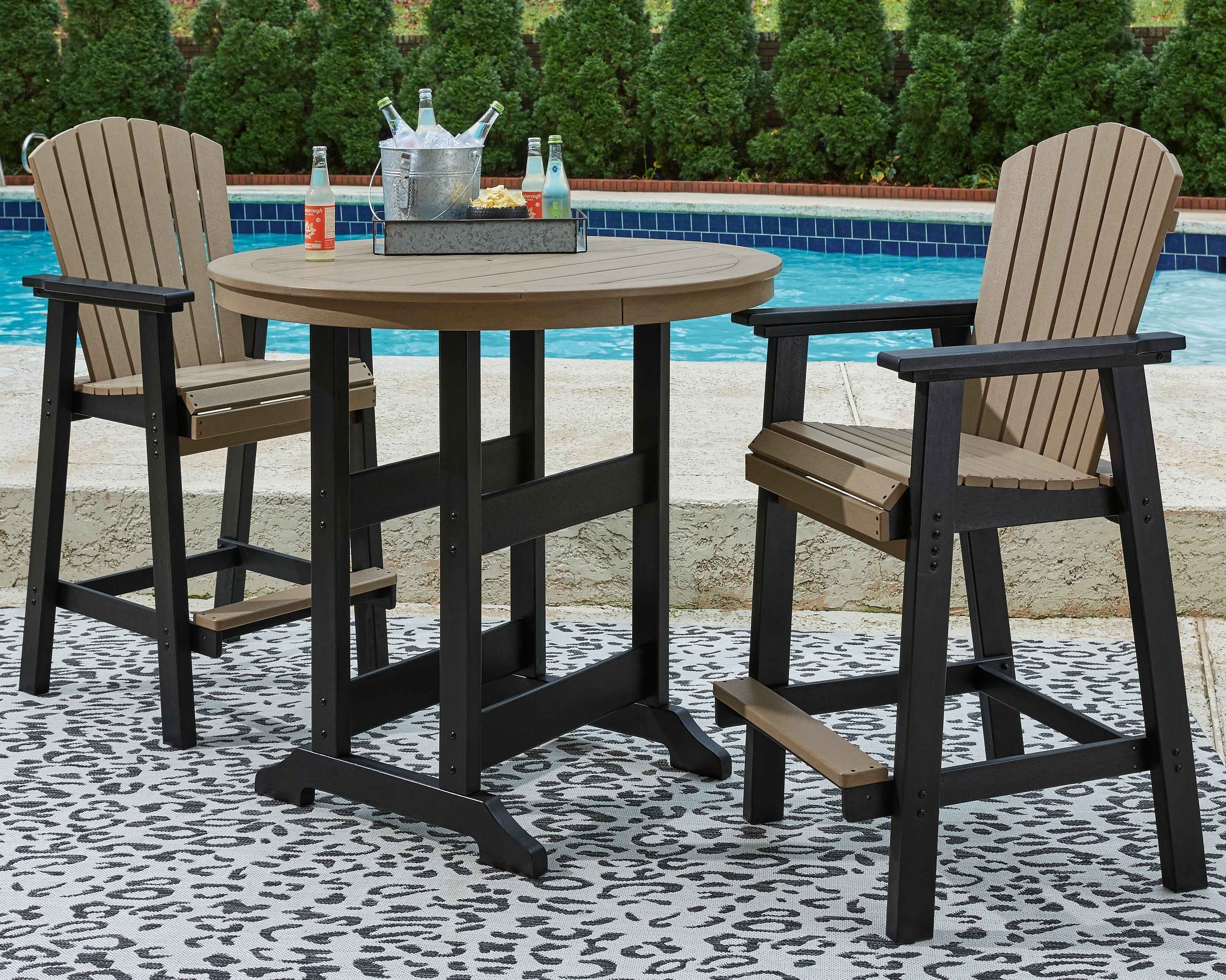 Fairen Trail Black/Driftwood Outdoor Counter Height Dining Table with 2 Barstools - Image 23