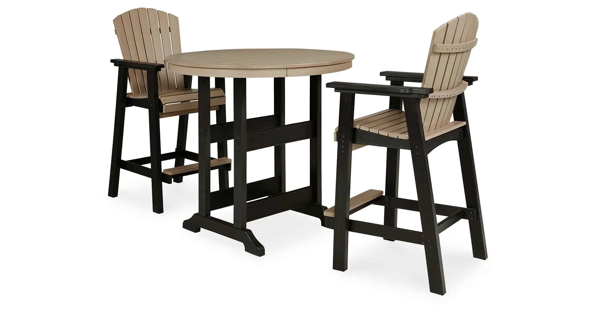 Fairen Trail Black/Driftwood Outdoor Counter Height Dining Table with 2 Barstools - Image 27