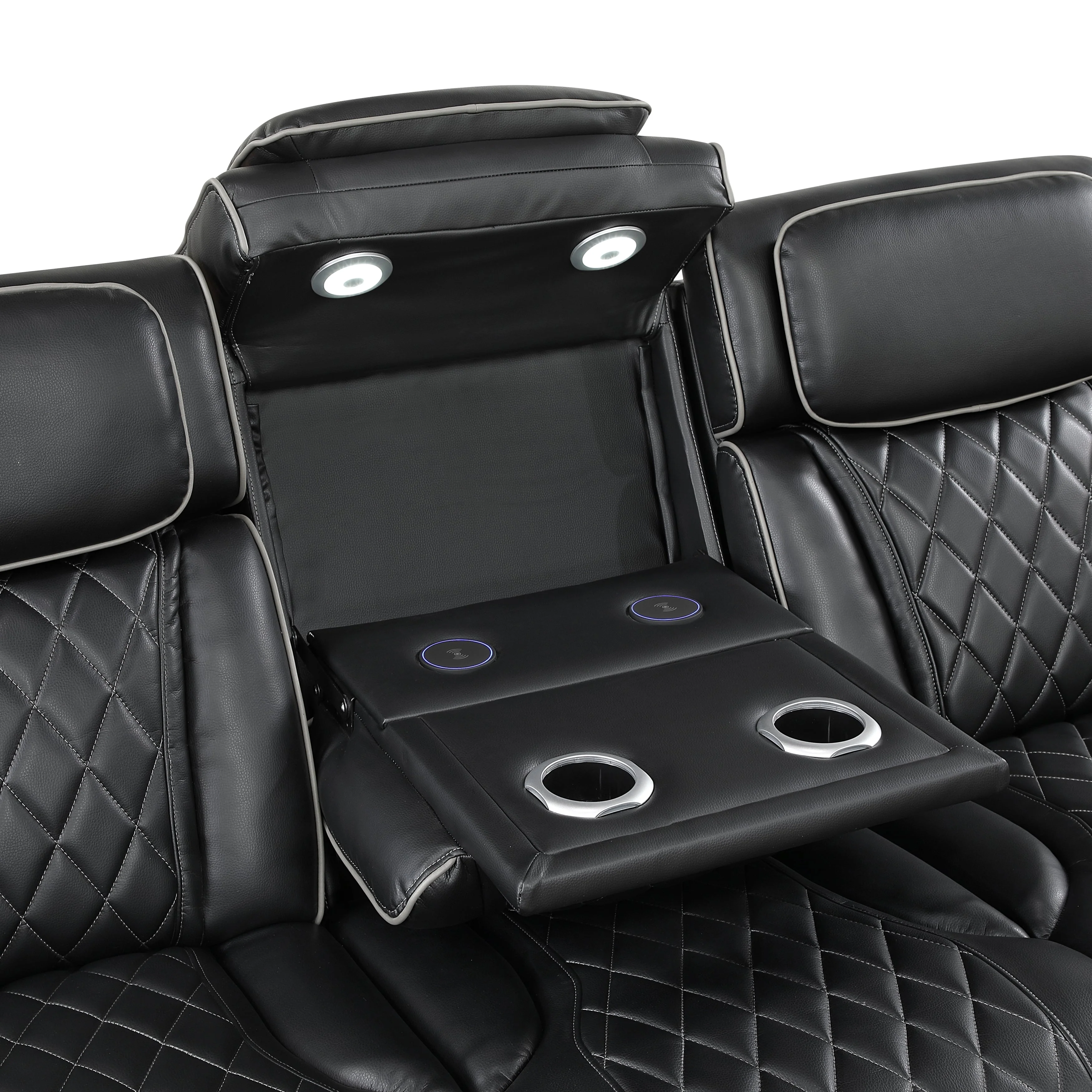Fairway Black Power Double Reclining Sofa - Image 10