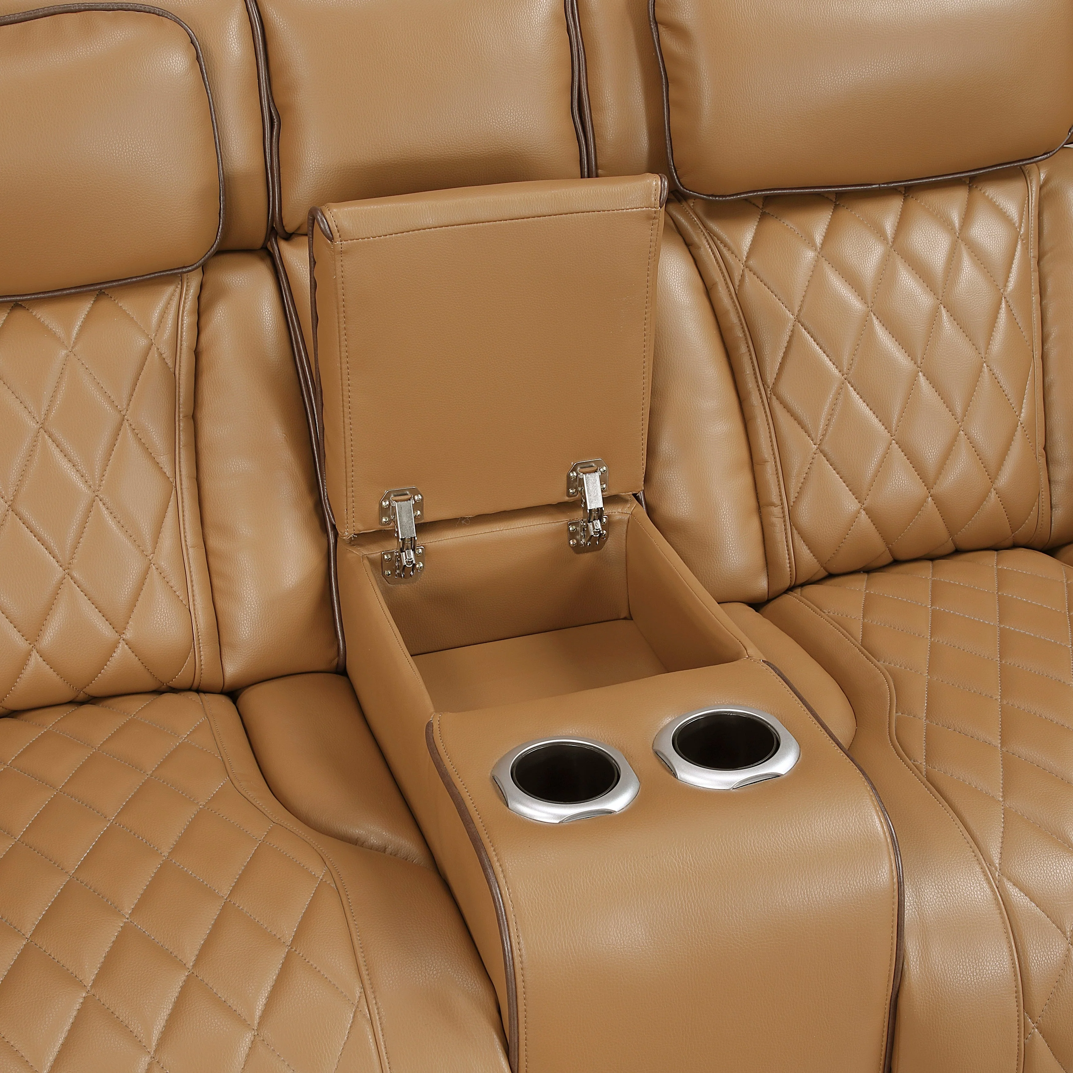 Fairway Brown Power Double Reclining Loveseat with Center Console - Image 8