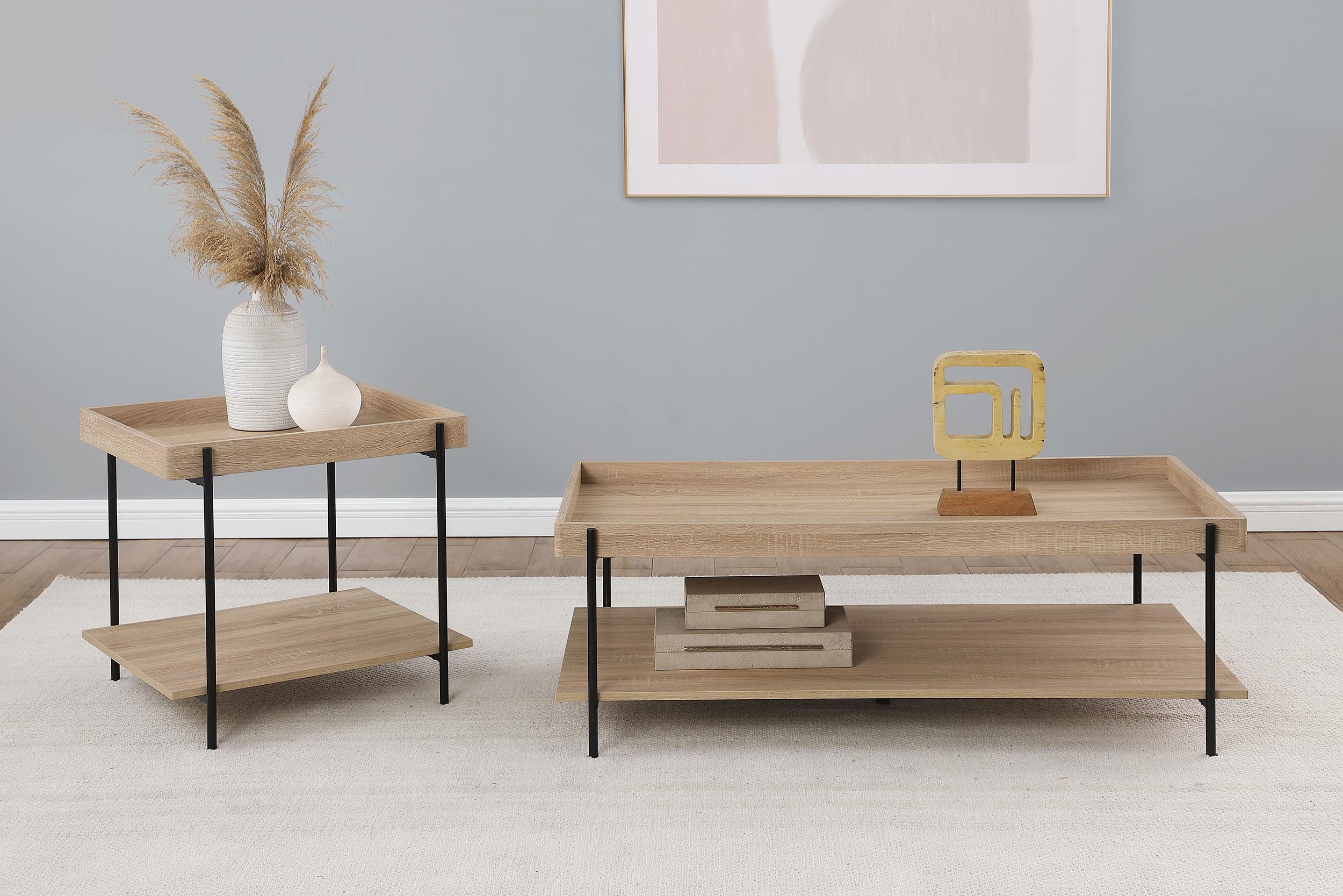 Fallon Rectangular Engineered Wood Coffee Table Light Brown - Image 7