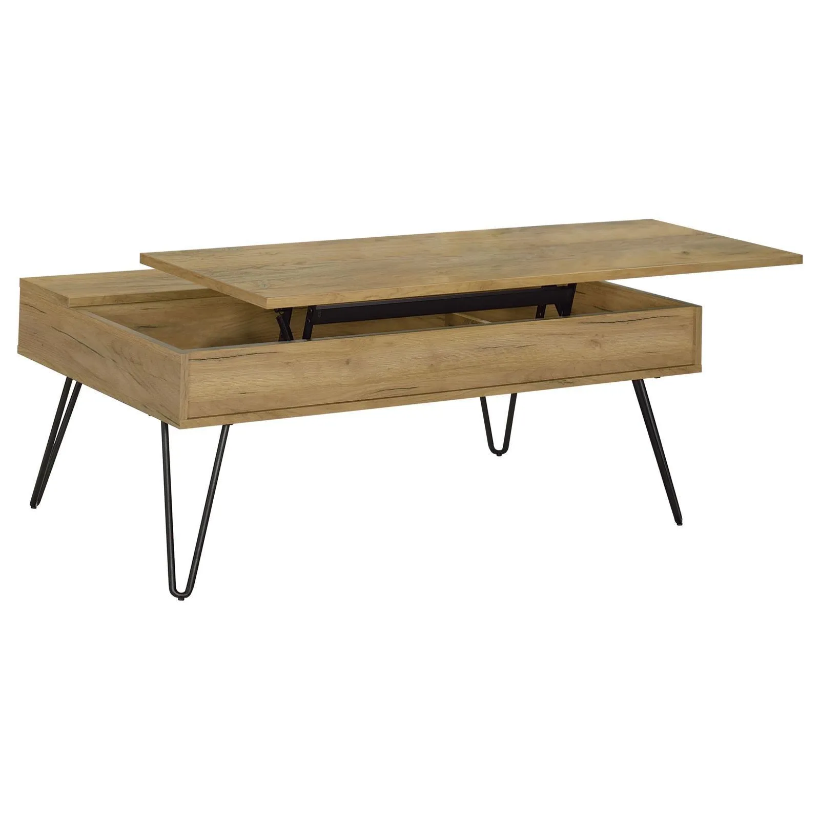 Fanning Golden Oak/Black Lift Top Storage Coffee Table - Image 2
