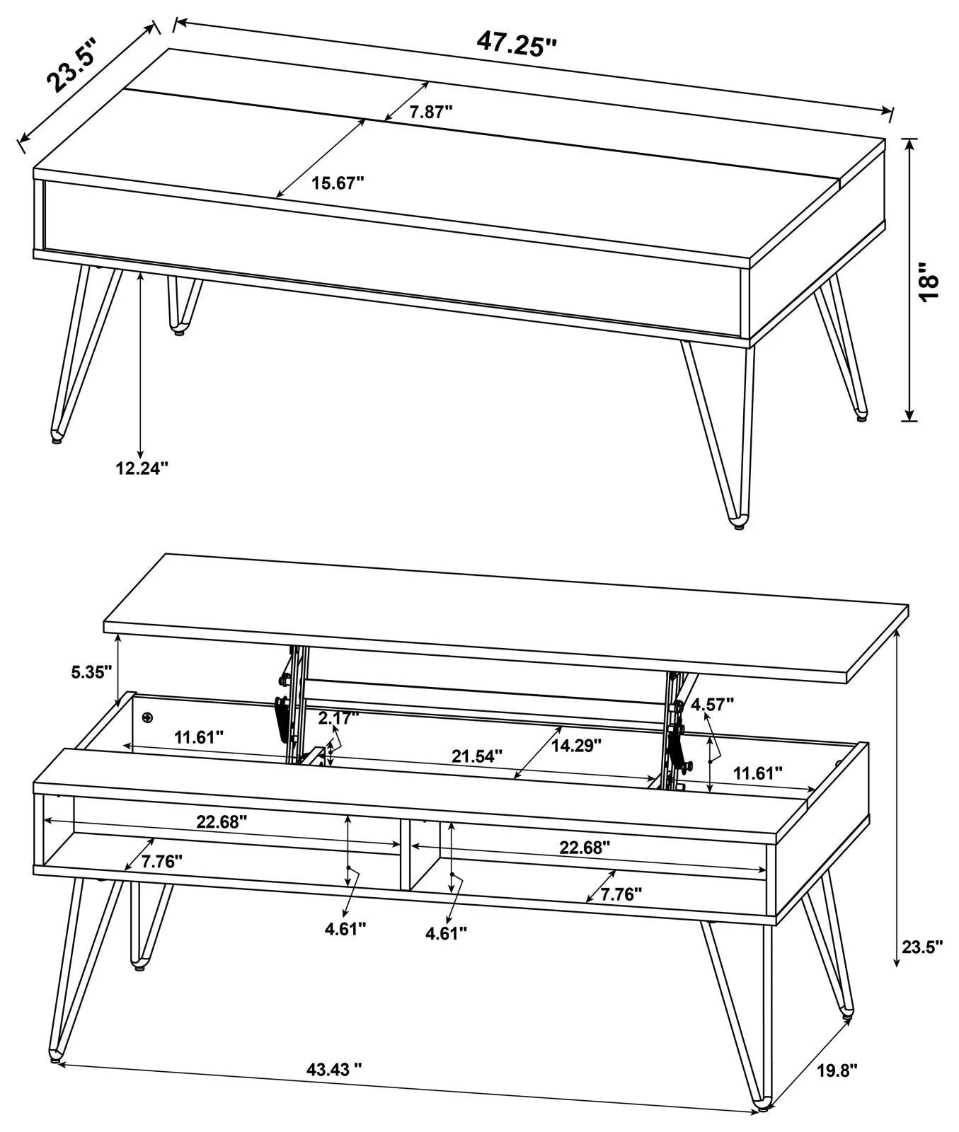 Fanning Golden Oak/Black Lift Top Storage Coffee Table - Image 4