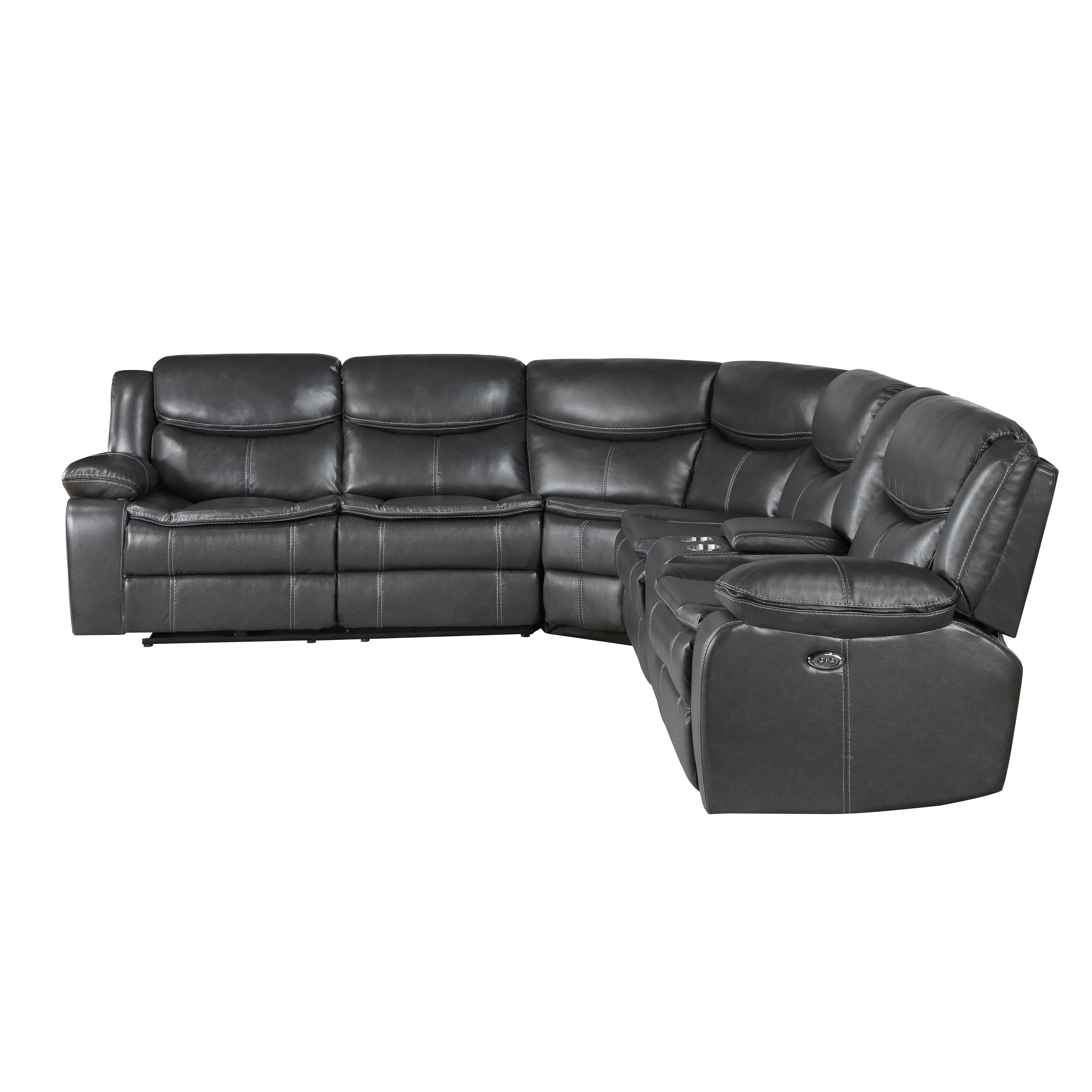 Fargo 3-Piece Power Reclining Sectional with Right Console In Dark Gray - Image 4