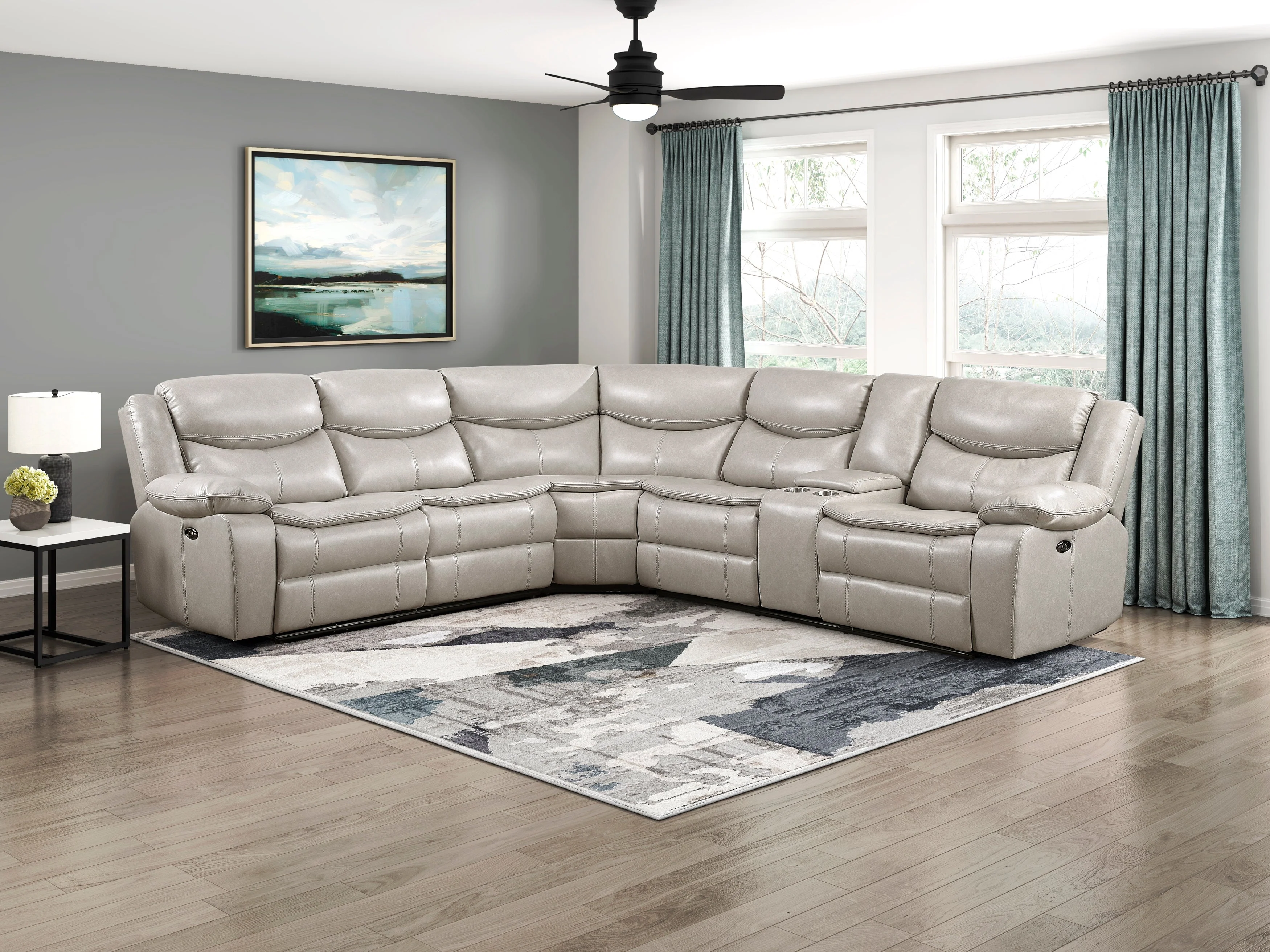 Fargo Taupe 3-Piece Power Reclining Sectional with Right Console