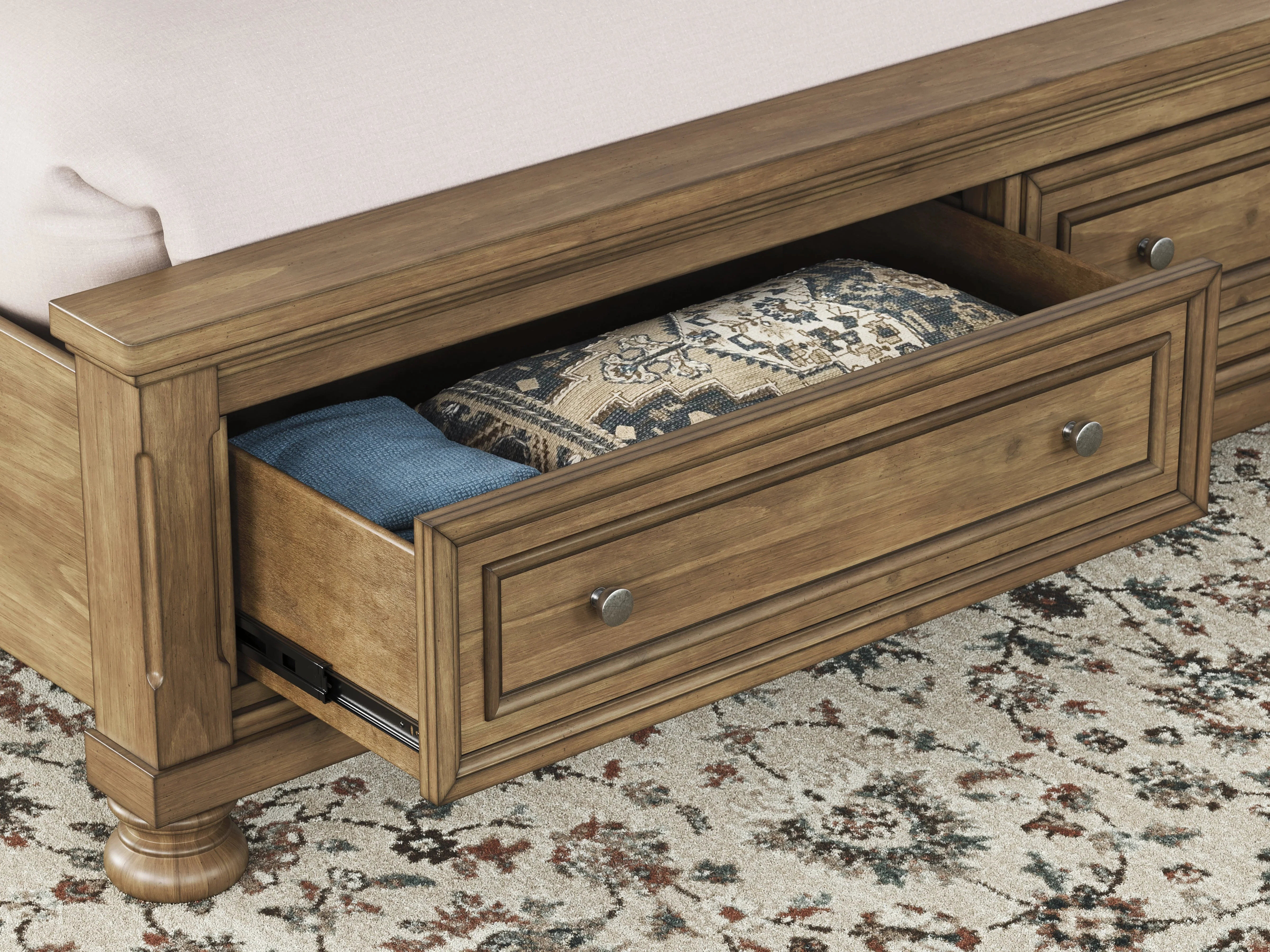 Feddinger Medium Brown King Storage Sleigh Bed - Image 9