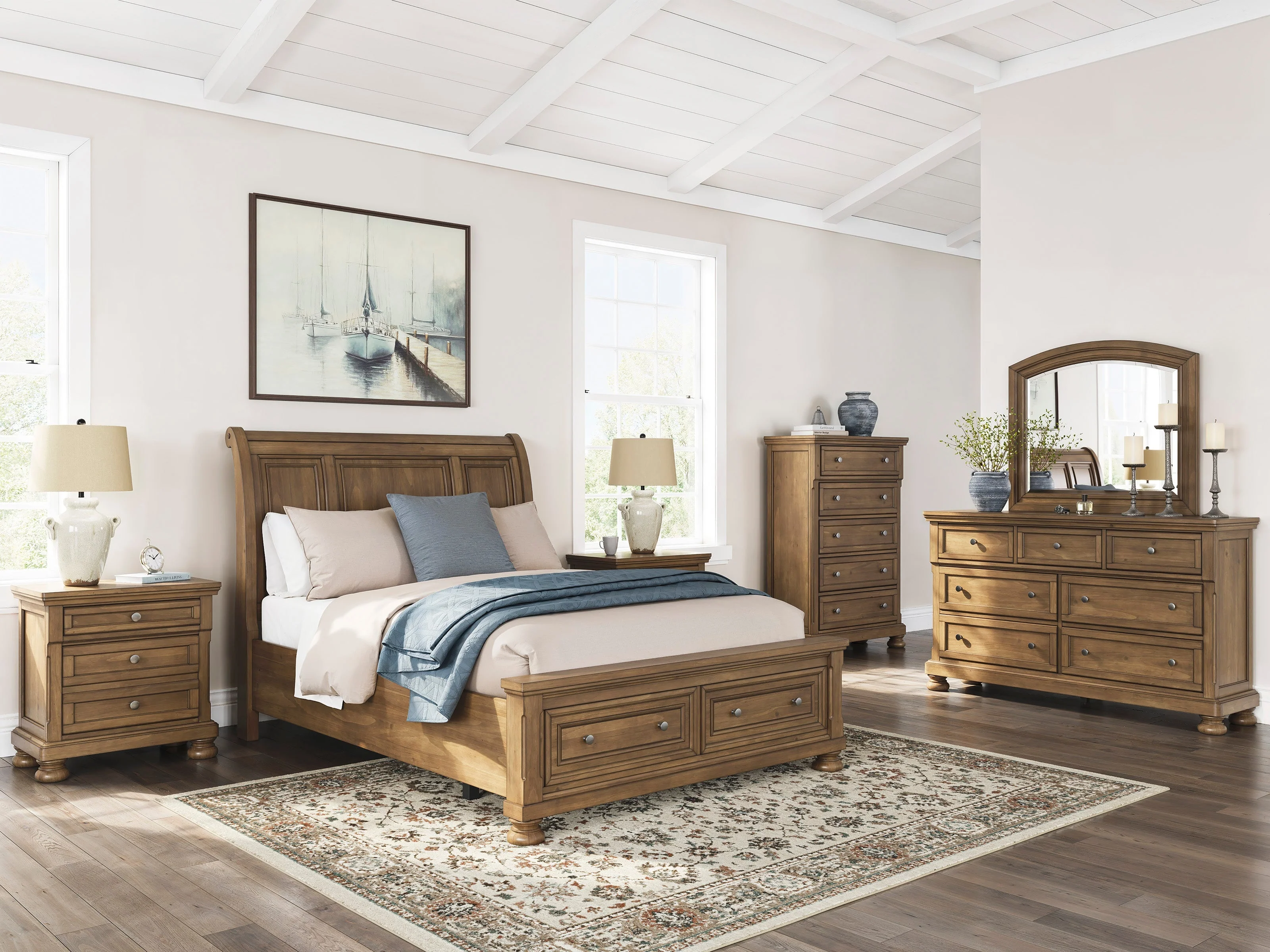Feddinger Medium Brown Sleigh Panel Bedroom Set