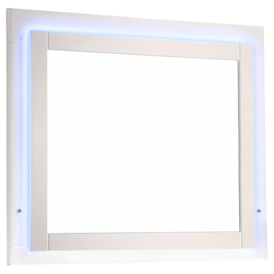 Felicity Glossy White 5-Piece Queen Bedroom Set with LED Light Headboard - Image 10