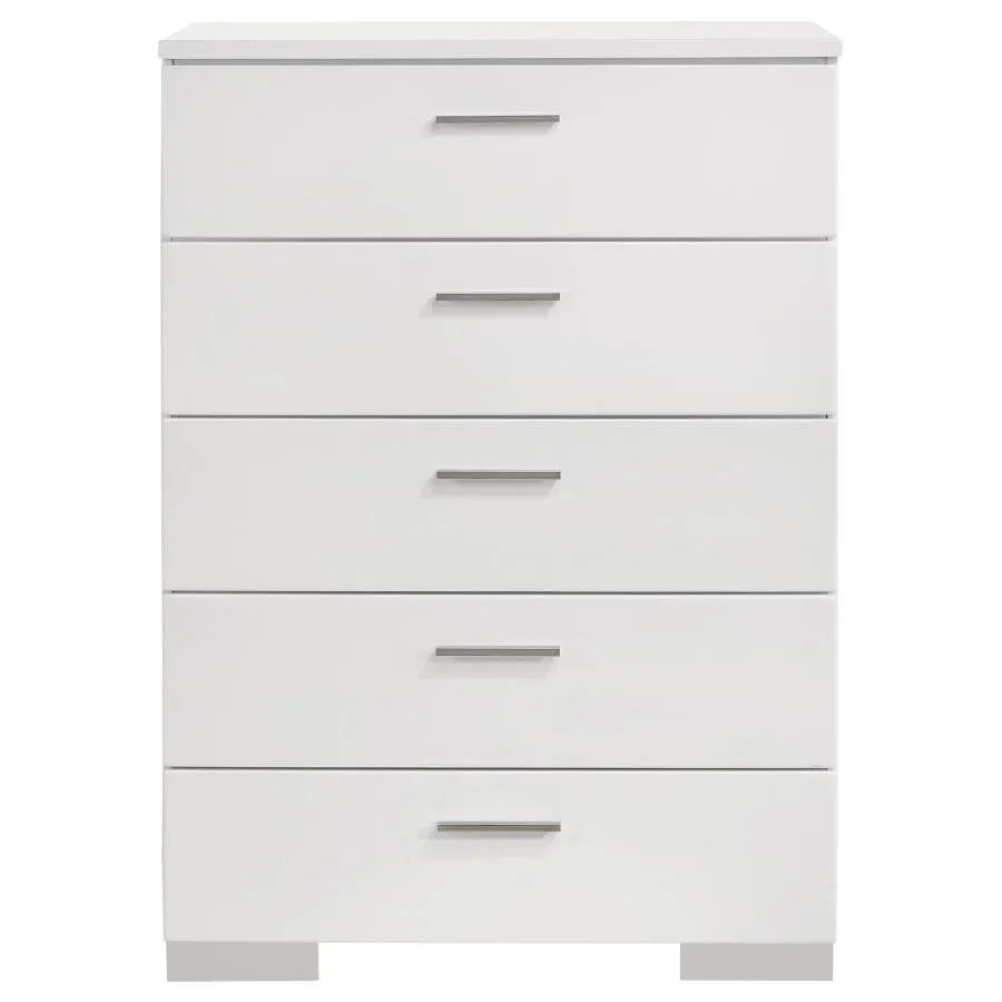 Felicity Glossy White 6-Piece Queen Bedroom Set with Plank Headboard - Image 13