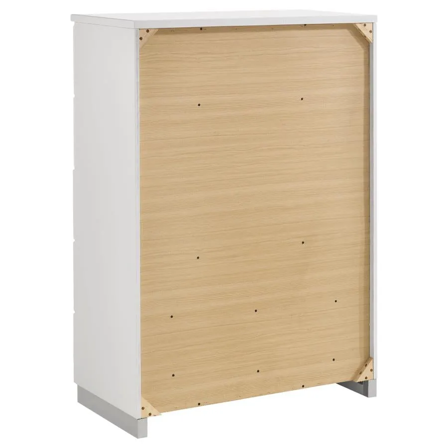 Felicity Glossy White 6-Piece Queen Bedroom Set with Plank Headboard - Image 14