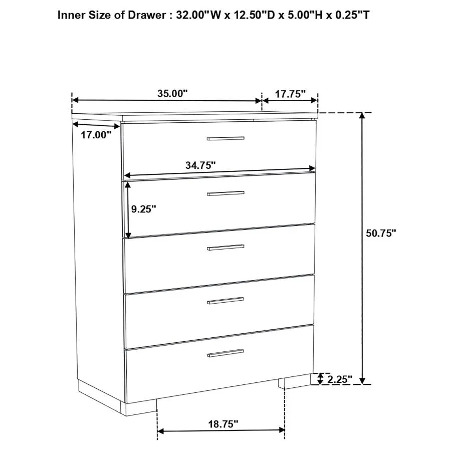 Felicity Glossy White 6-Piece Queen Bedroom Set with Plank Headboard - Image 19
