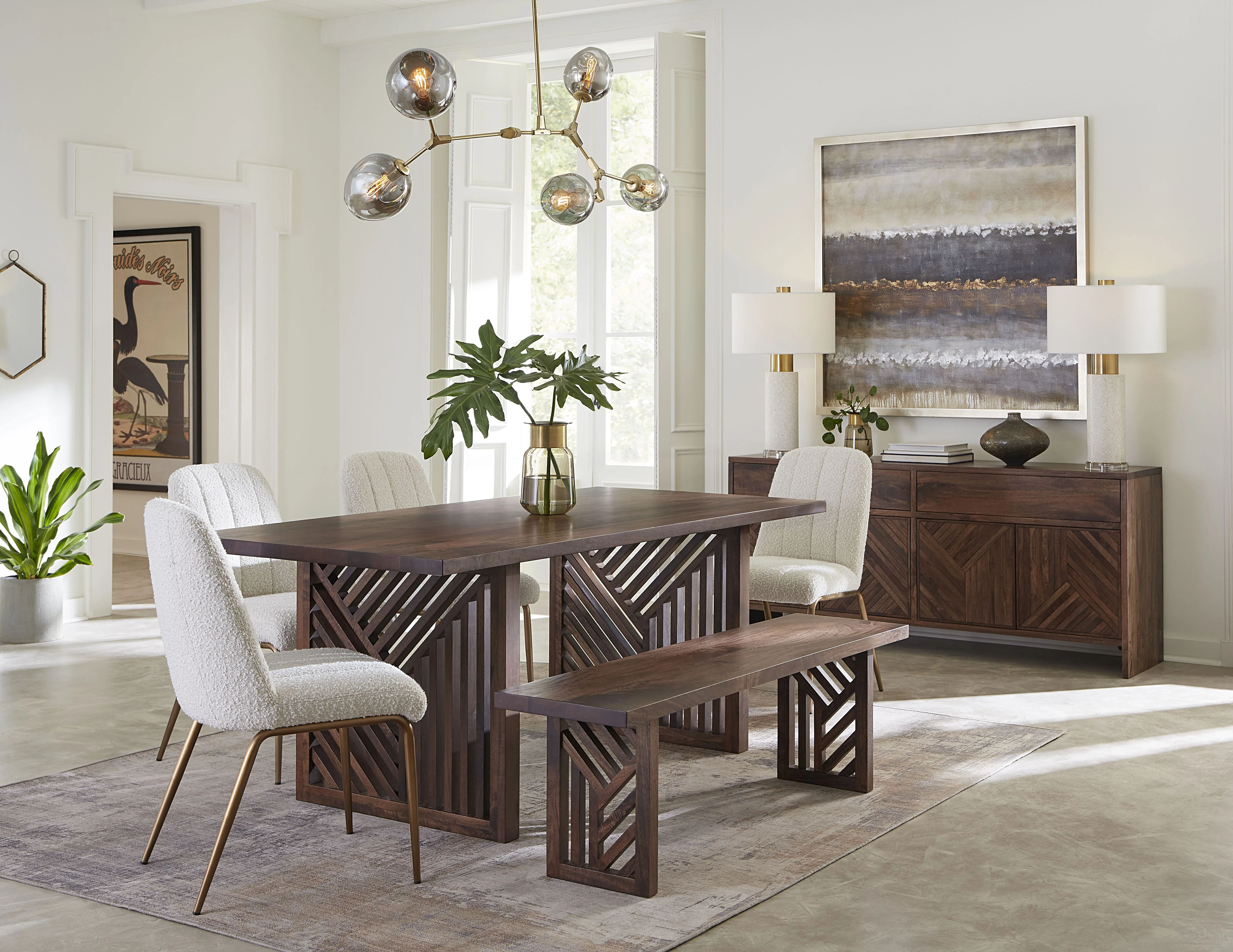 Fevano Four Door Two Drawer Solid Wood Sideboard in Smoked Brown - Image 2