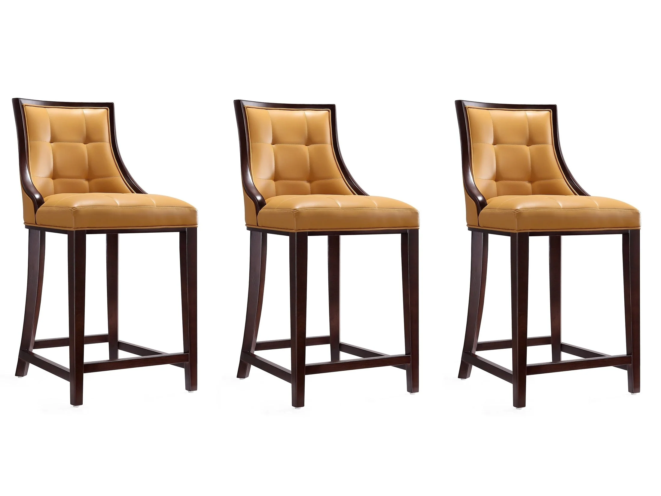 Fifth Ave Counter Stool in Camel and Dark Walnut (set of 3)