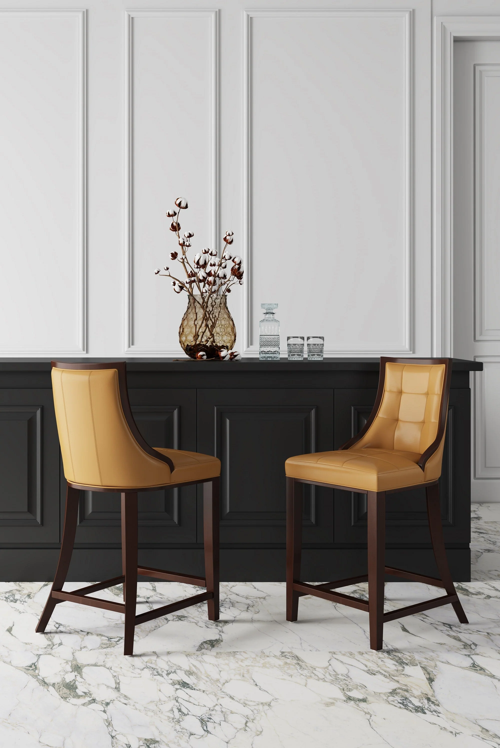 Fifth Ave Counter Stool in Camel and Dark Walnut (set of 3) - Image 2