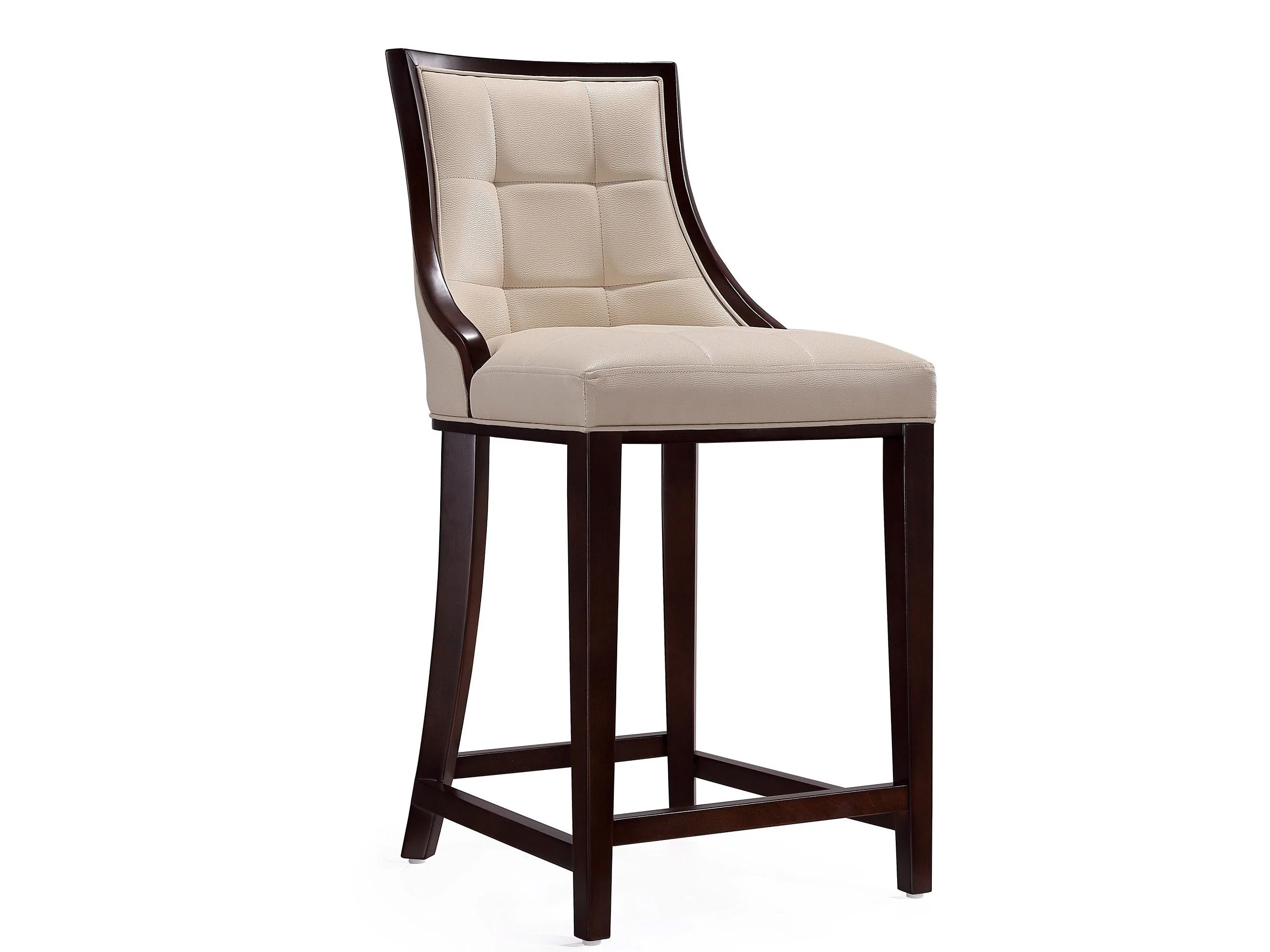 Fifth Ave Counter Stool in Cream and Dark Walnut