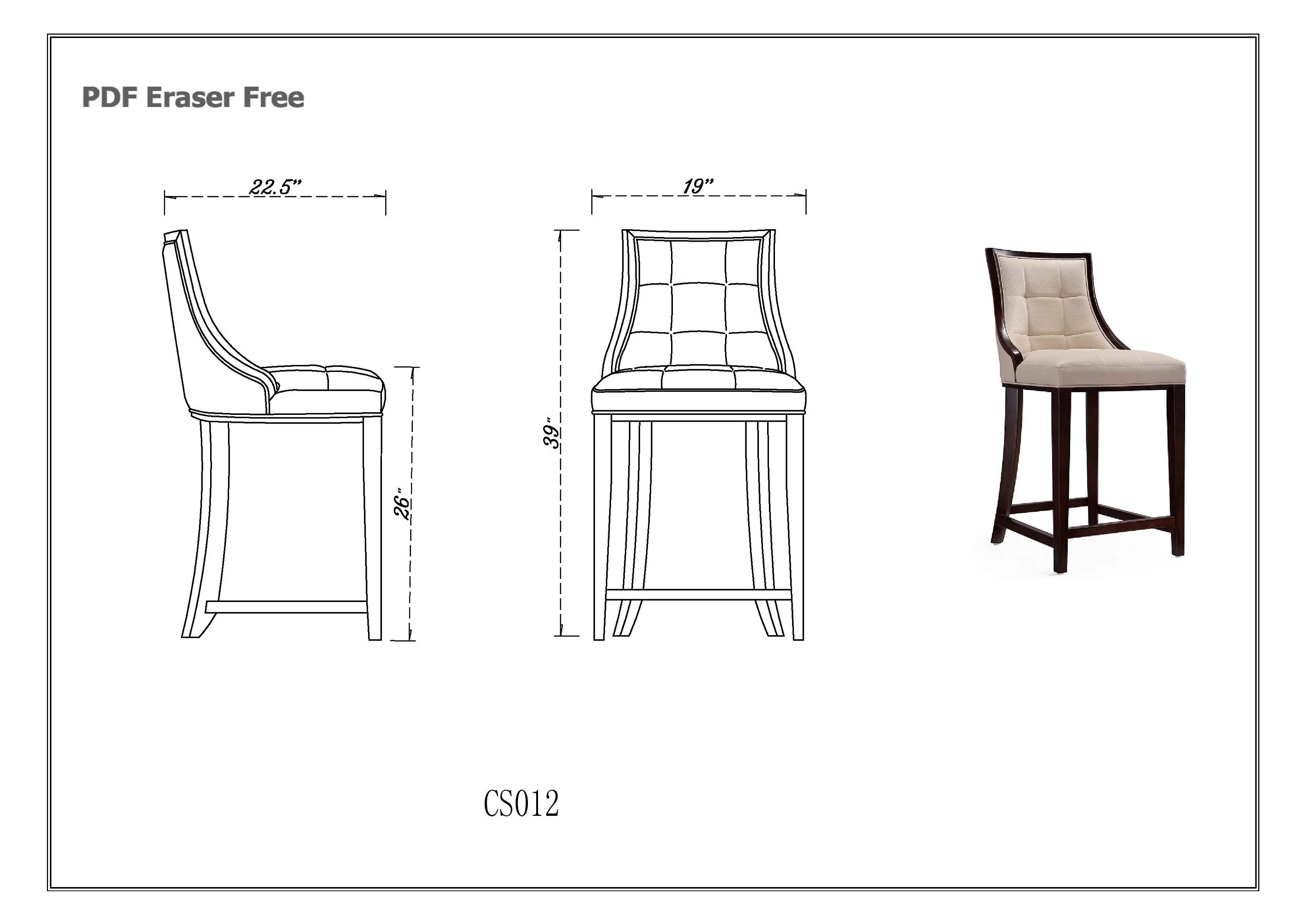 Fifth Ave Counter Stool in Cream and Dark Walnut (set of 3) - Image 3